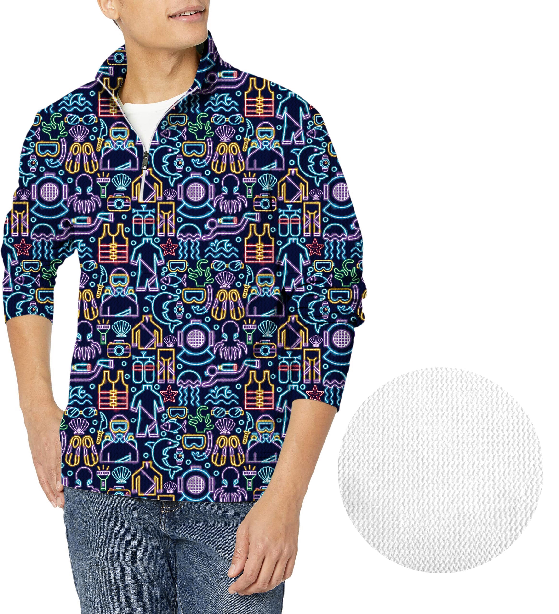 Neon Diver-Men's Golf Waffle Zipper Pullover