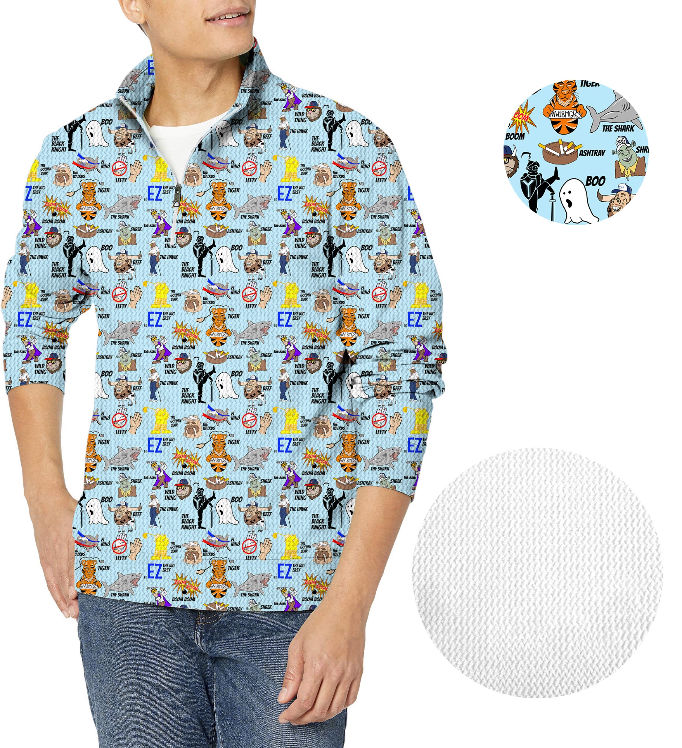 Professional Nicknames Big EZ Men's Golf Waffle Zipper Pullover