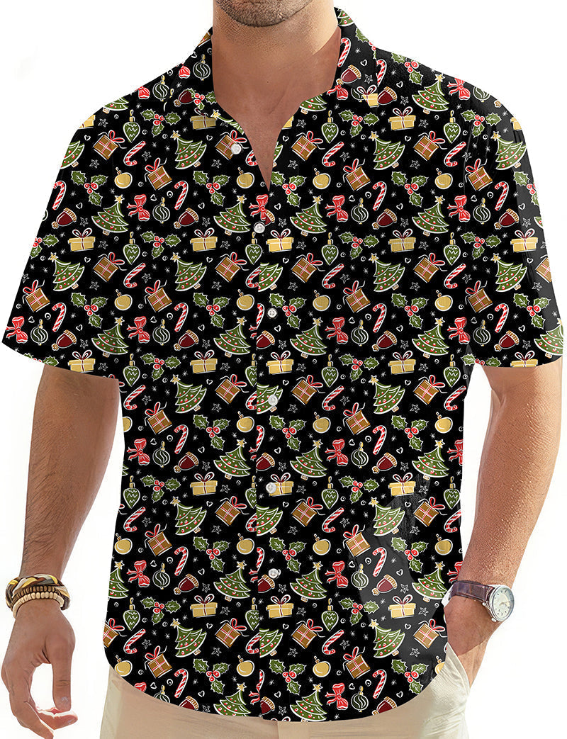 Men's Merry Christmas gift Hawaiian shirt with festive holiday pattern and button-down style