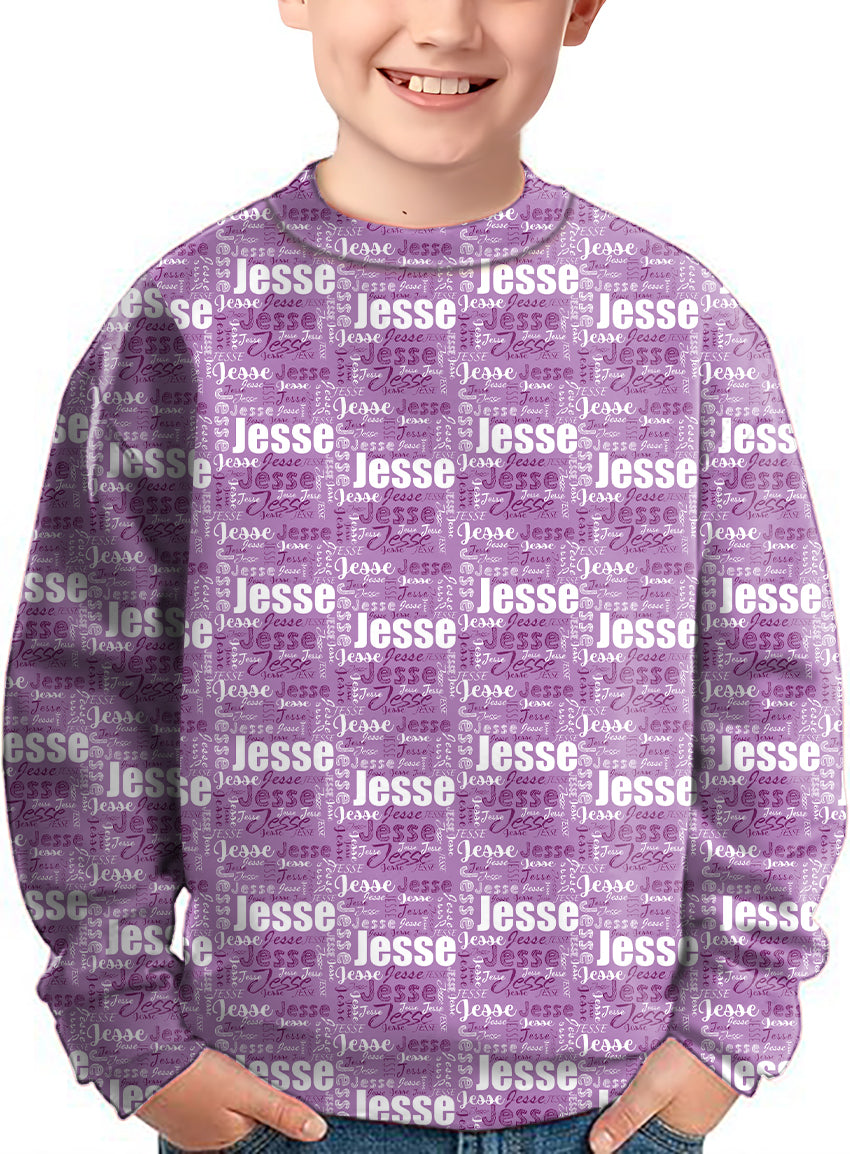 Custom name amethyst Crewneck Pullover Kids Ugly Sweater