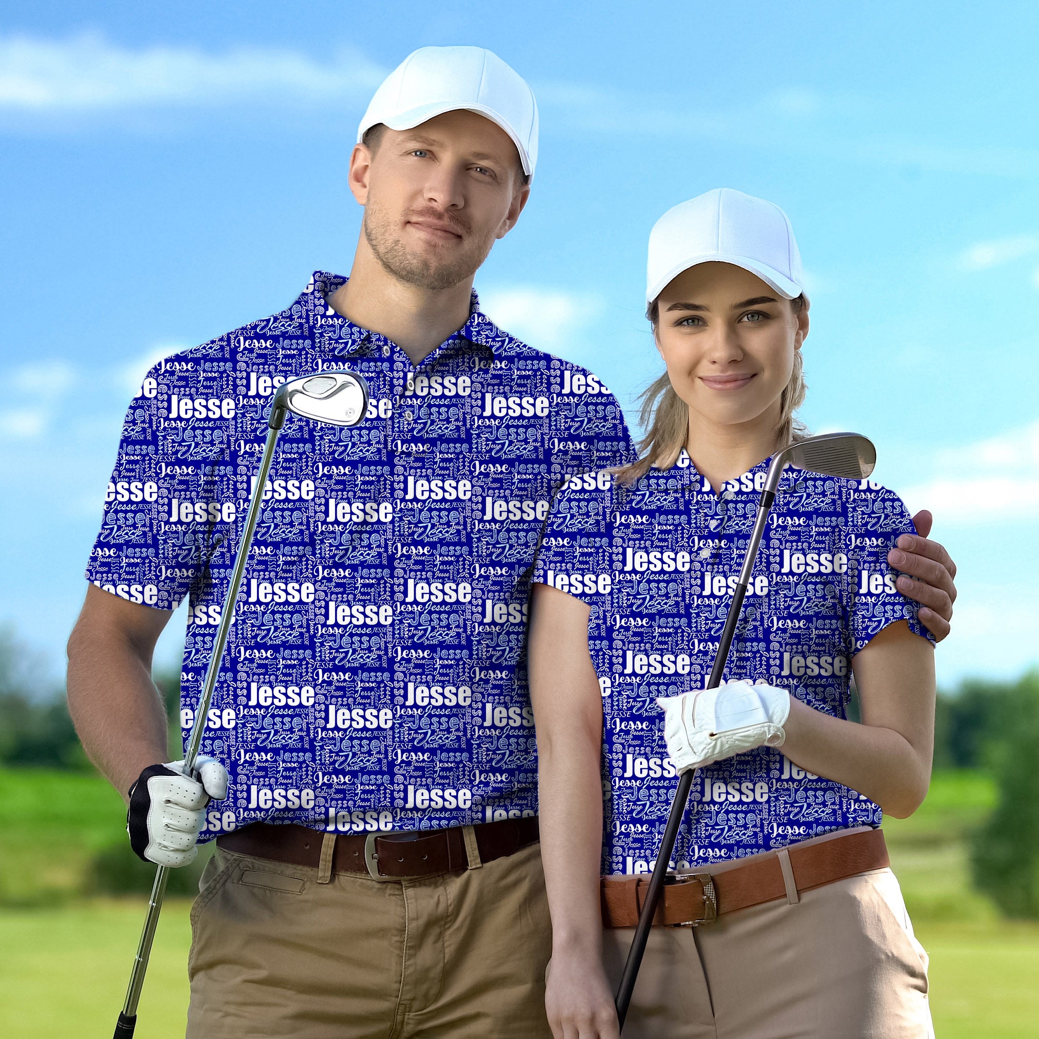 Golf Polo Couple Family set Custom name royal tournament