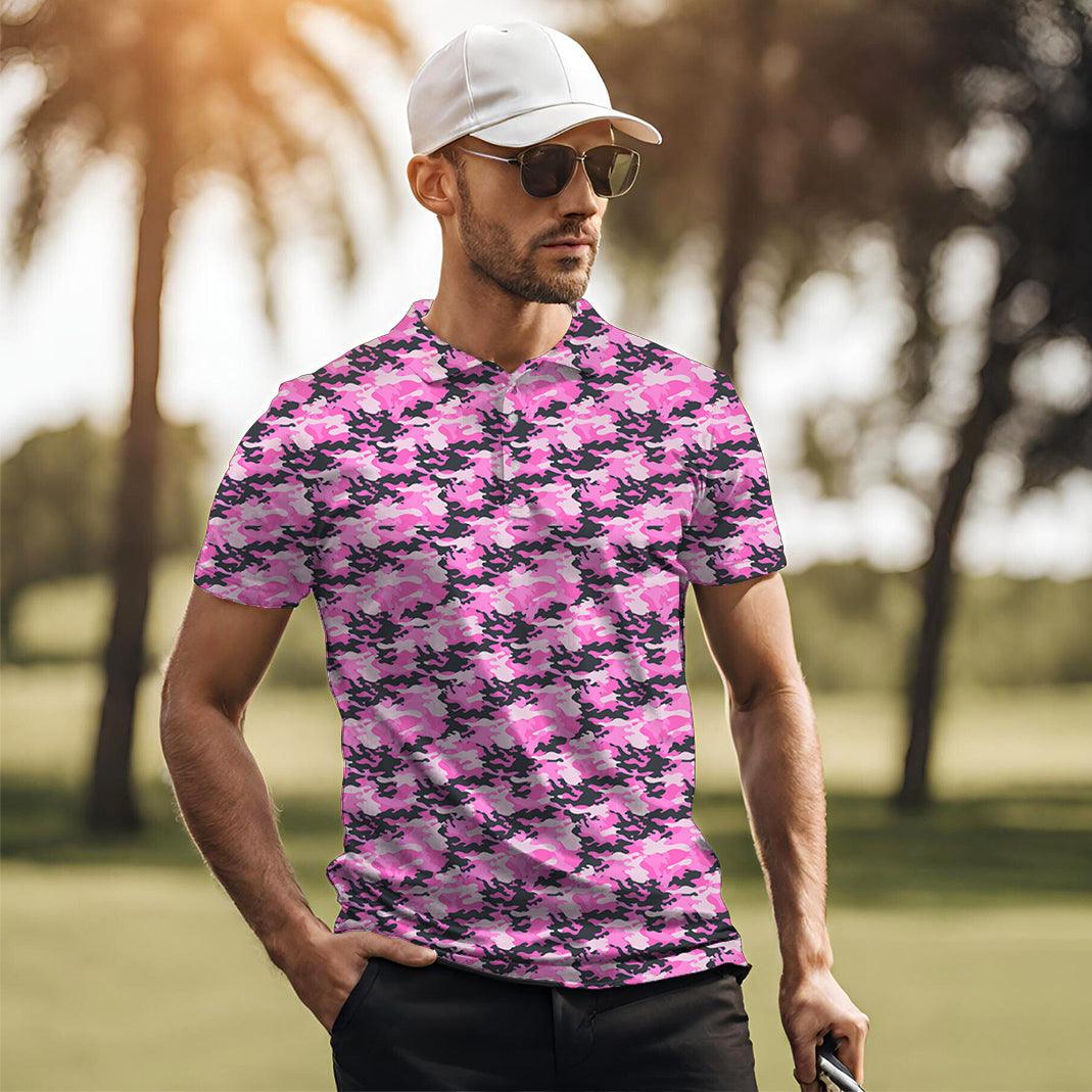 Men's Pink Camo golf polo