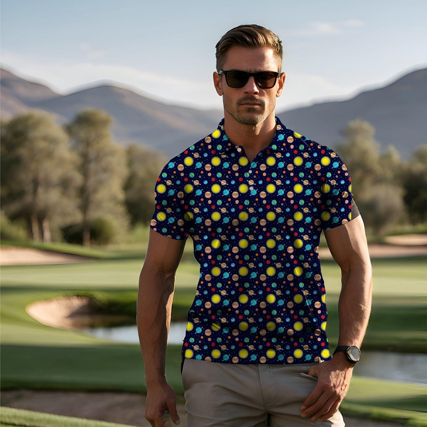 Cosmic Planet Men's golf polo