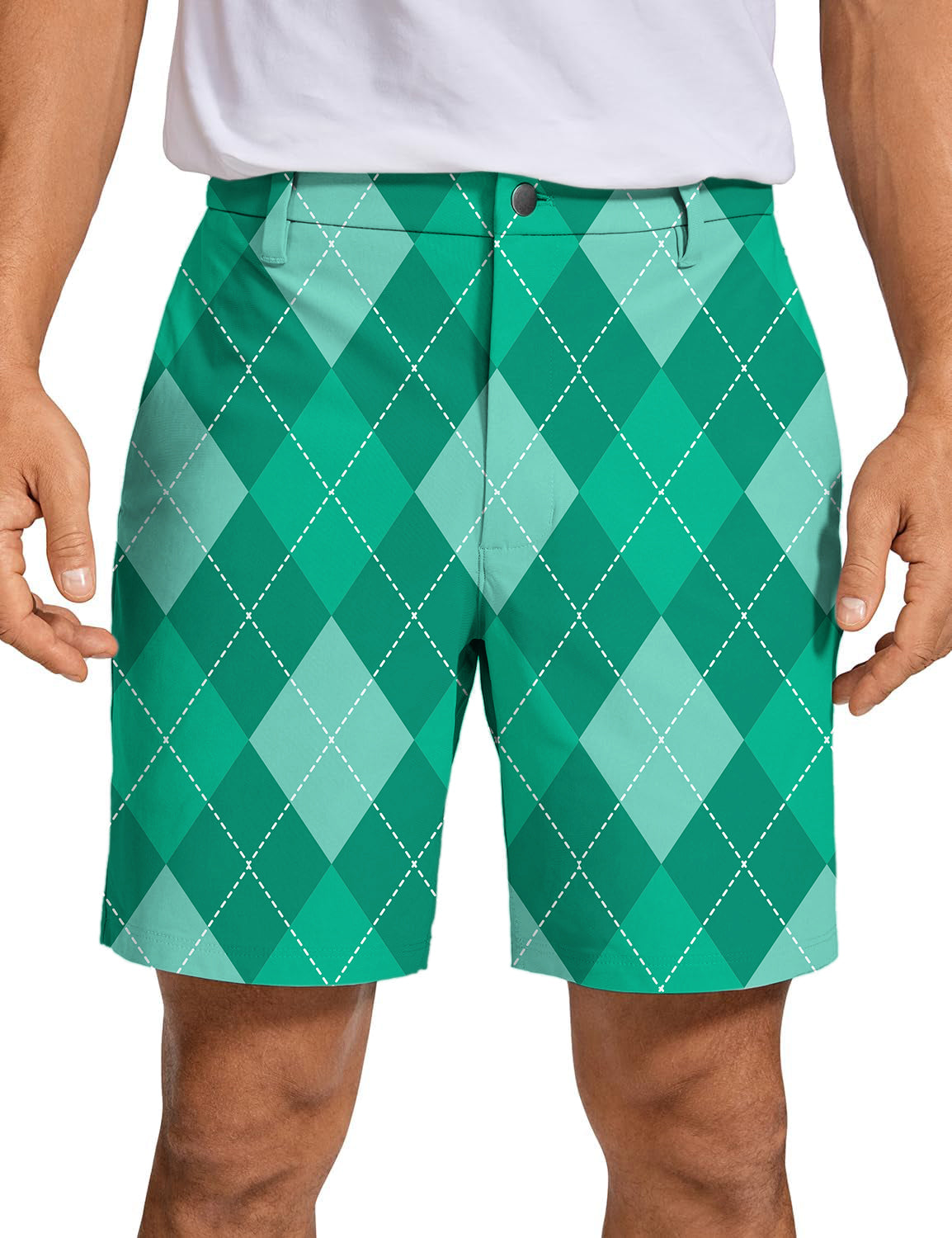 Men's Green Argyle Golf Shorts