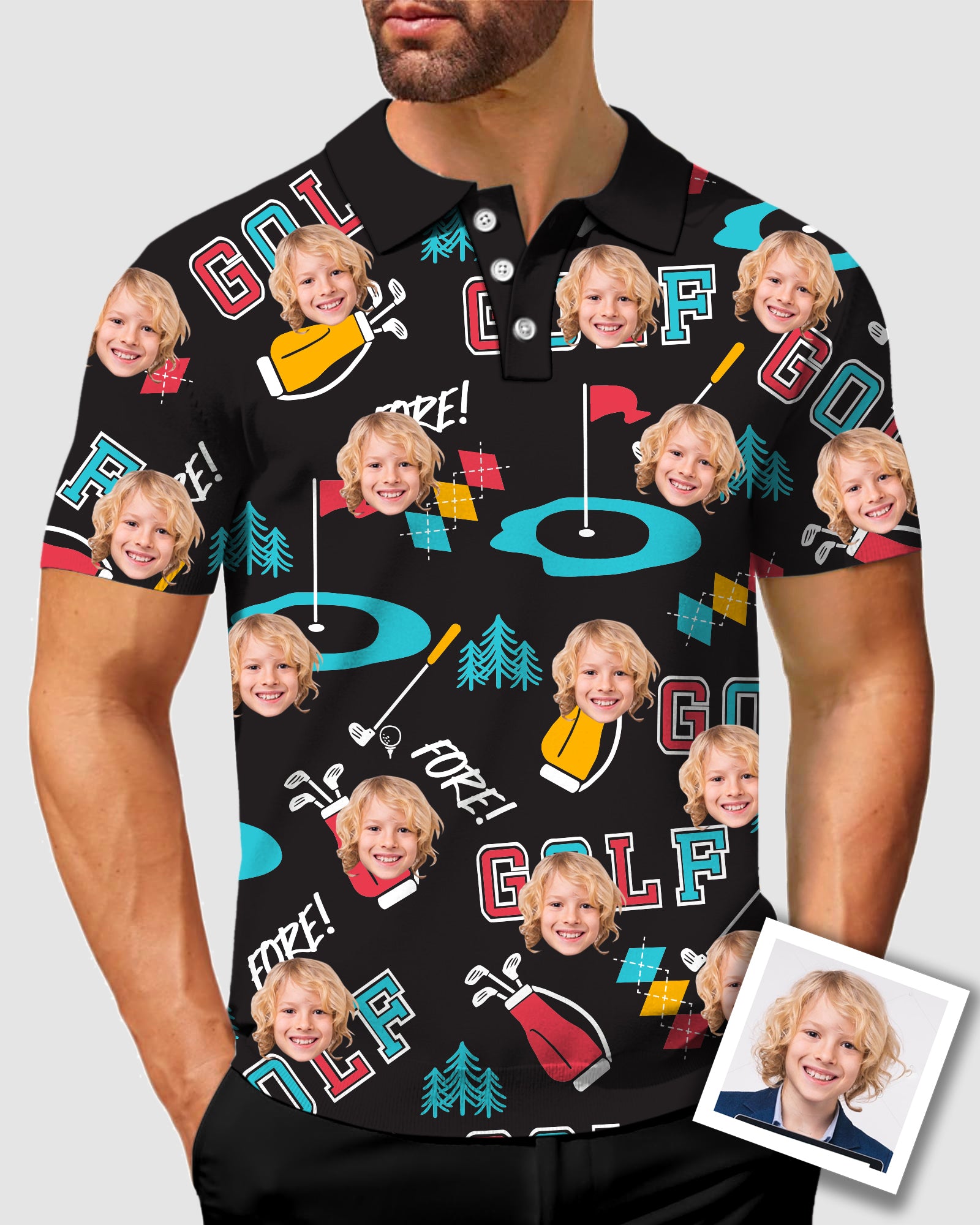 Men's To My Dad Custom Face Men's Golf Polo Father's Day Gift Polo
