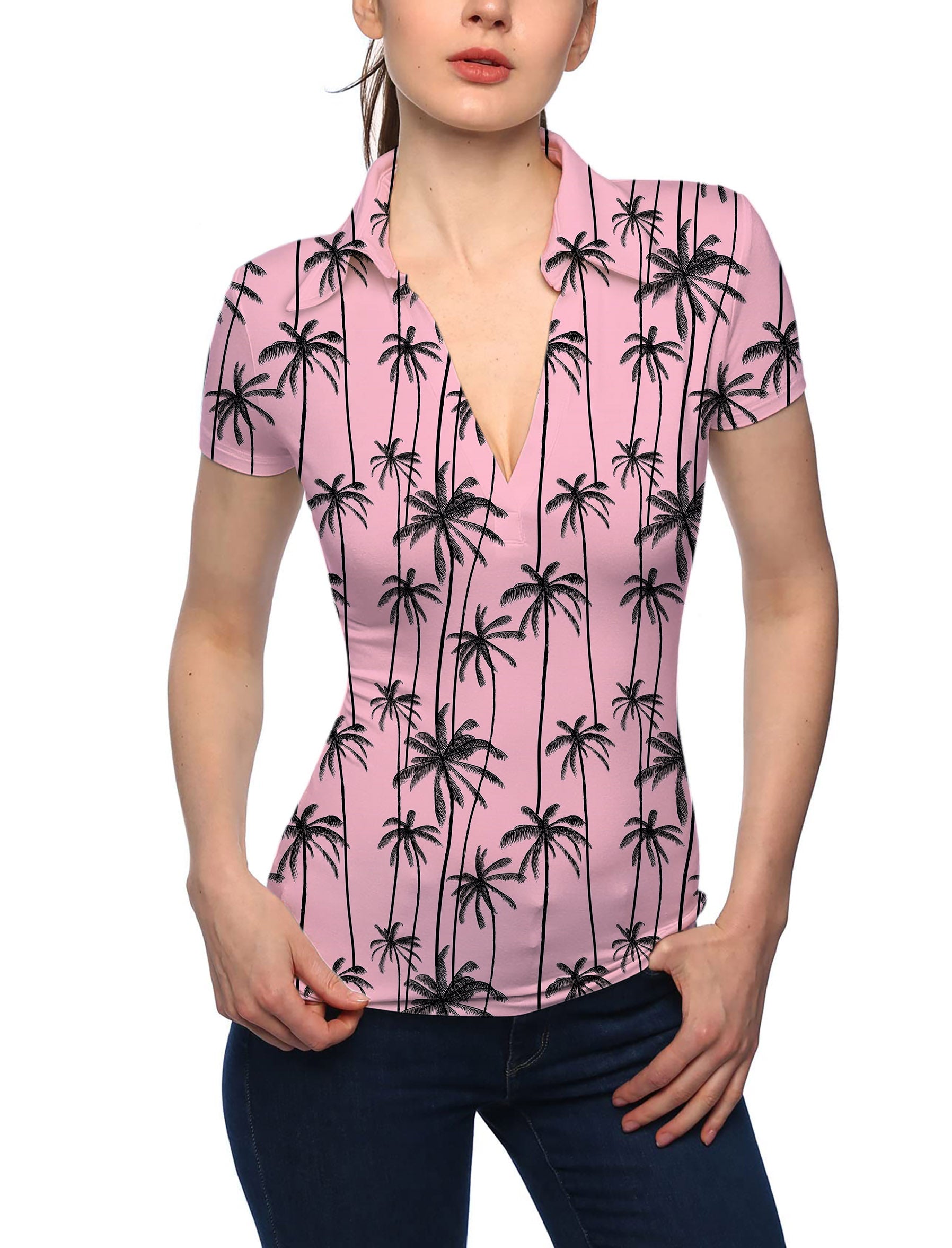 Women's Miami Palms V Neck Golf Polo