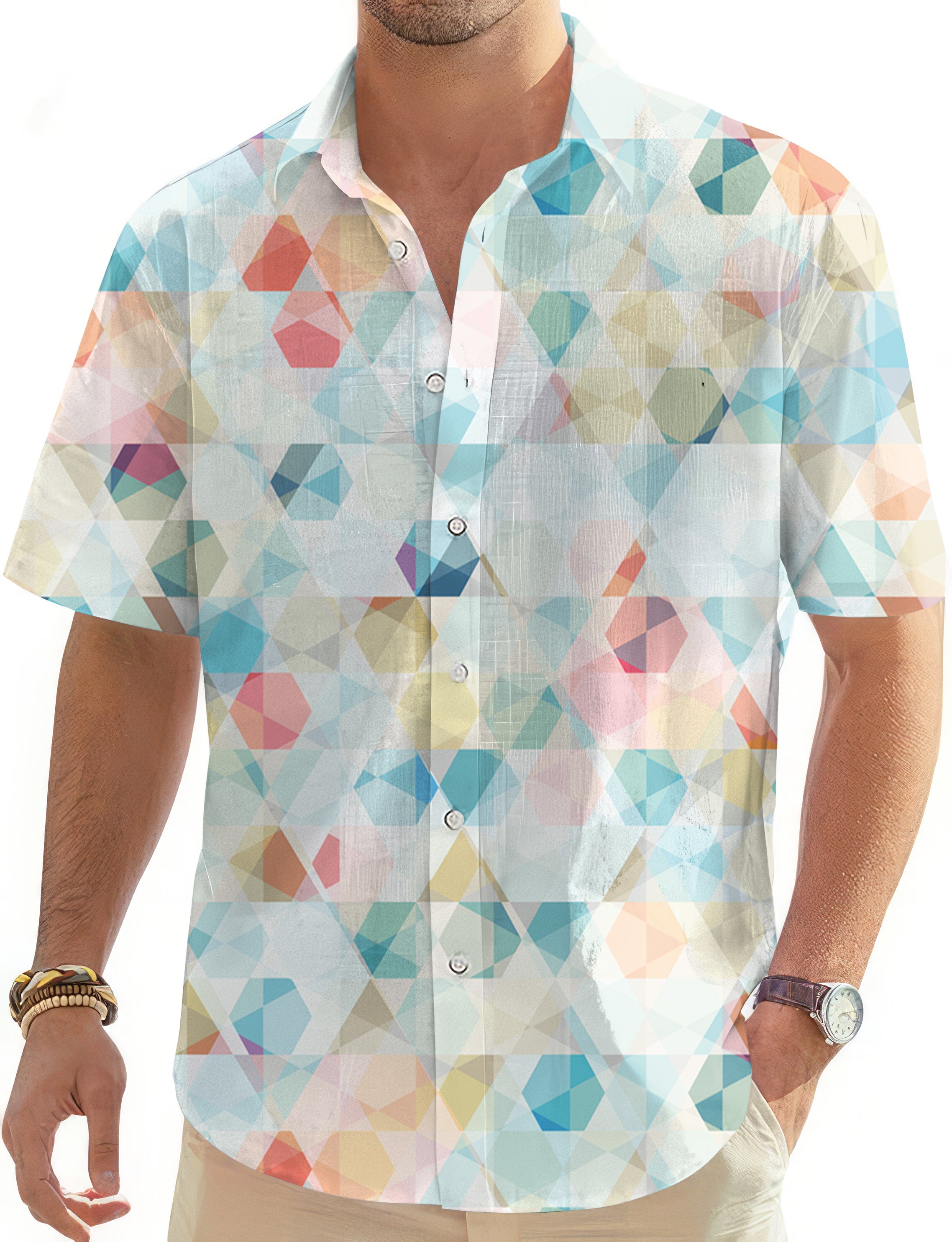 Fresh Flavors Men's Golf Hawaiian Shirts Button Down Shirt