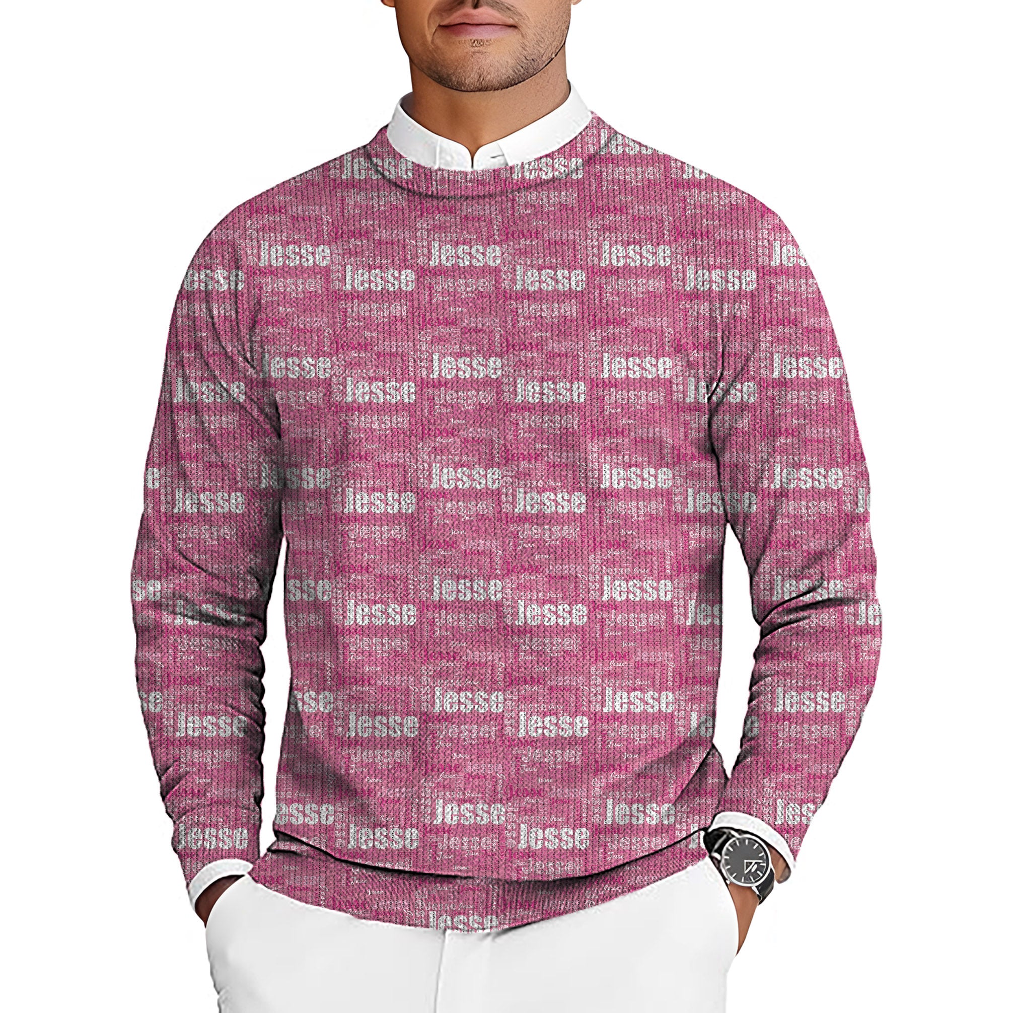 Custom name mulberry Men's Golf Crewneck Pullover Sweaters Ugly Sweater