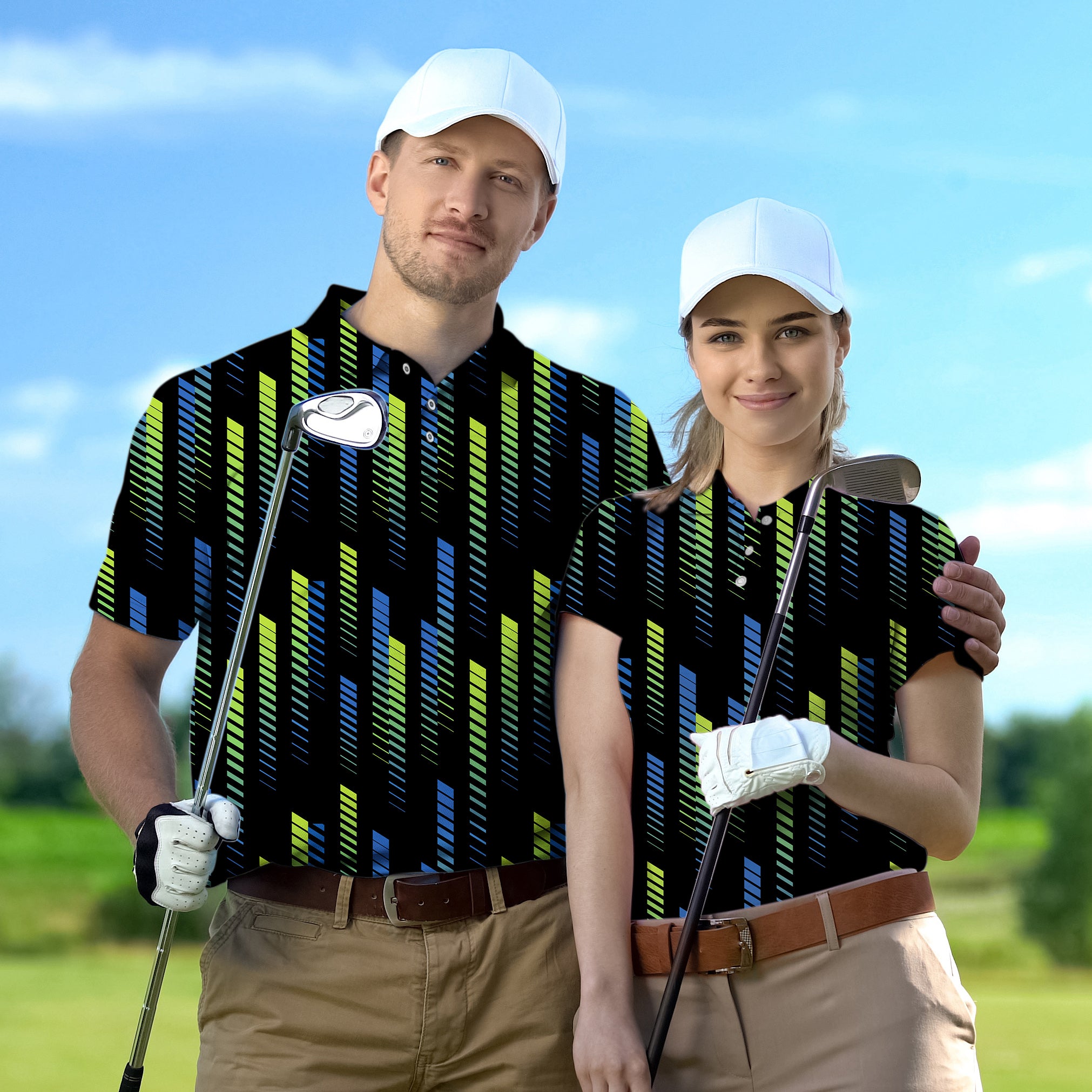 Golf Polo Couple Family set Gradient tournament