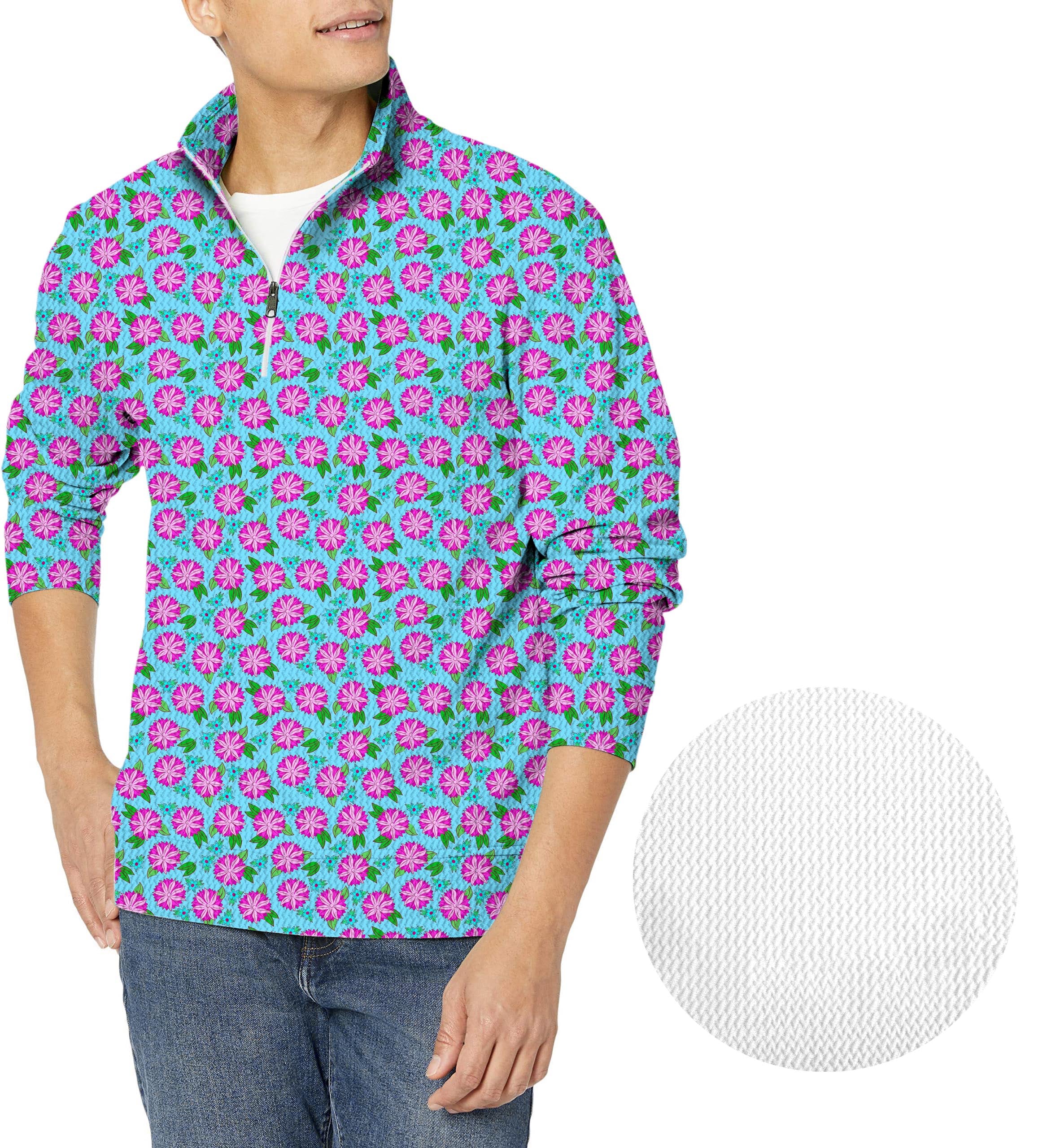 flower-Men's Golf Waffle Zipper Pullover