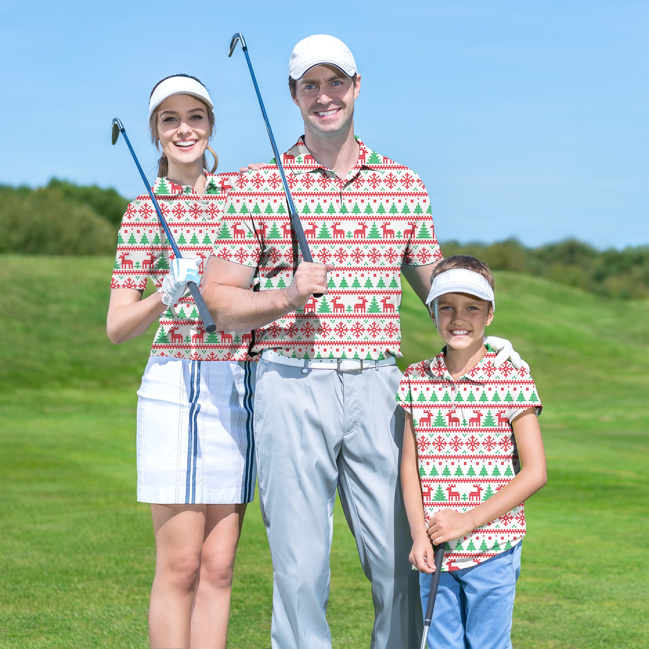 Christmas reindeer Golf Polo Men Women youth family set