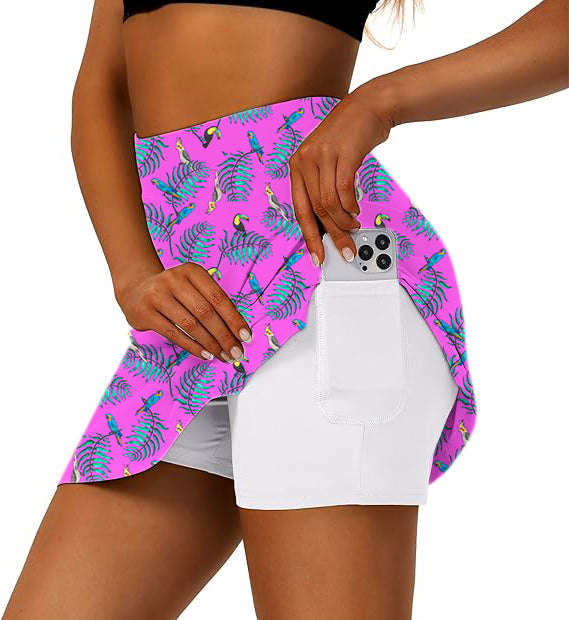 Women's Tropical Oasis Golf Skirts Inner Shorts Pocket