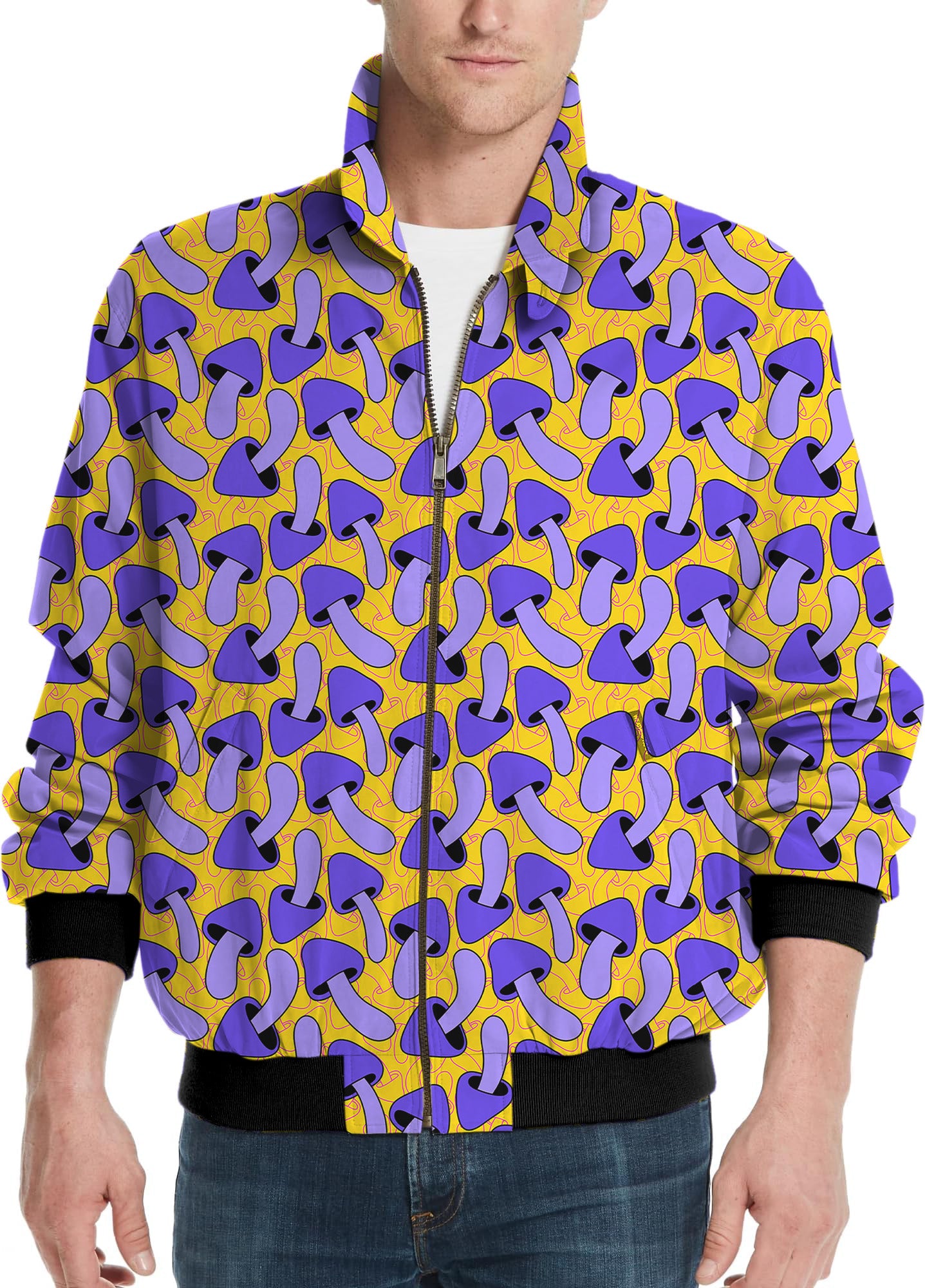 Psychedelic Mushroom Print Men's Golf Windbreaker Light Jacket
