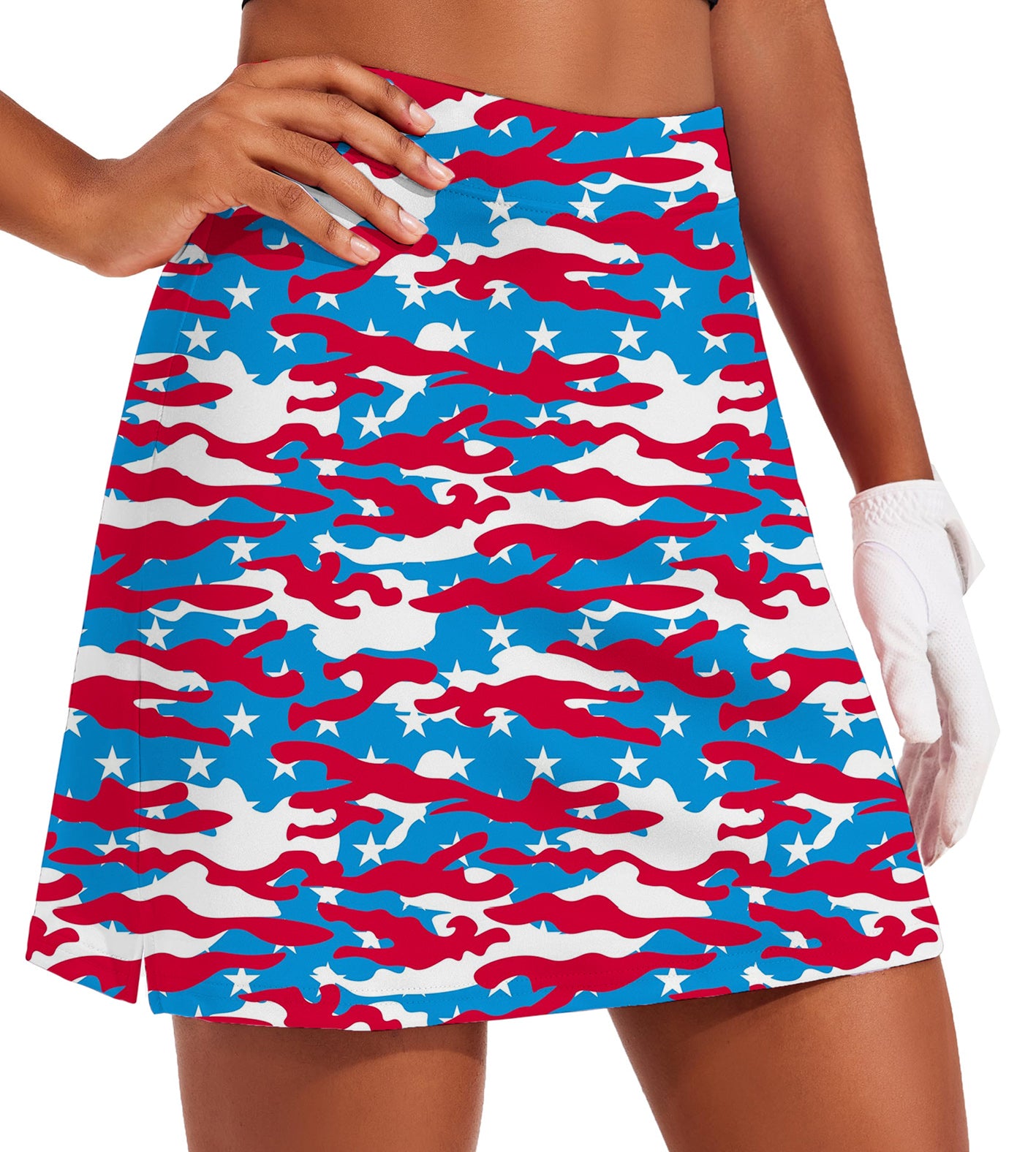 Women's Patriotic Camo Golf Skirts Inner Shorts Pocket