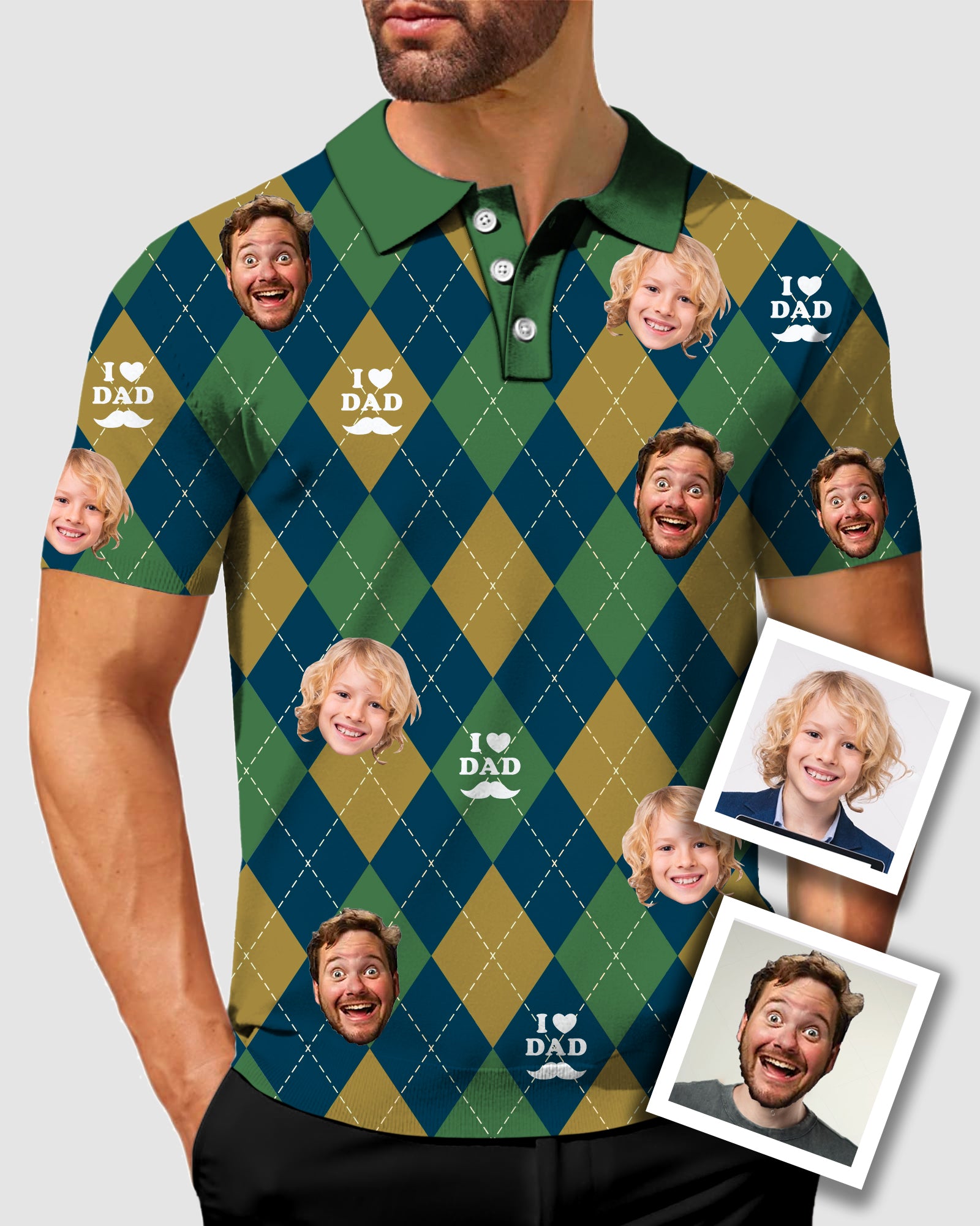 Men's To My Dad Custom Face Men's Golf Polo Father's Day Gift Polo