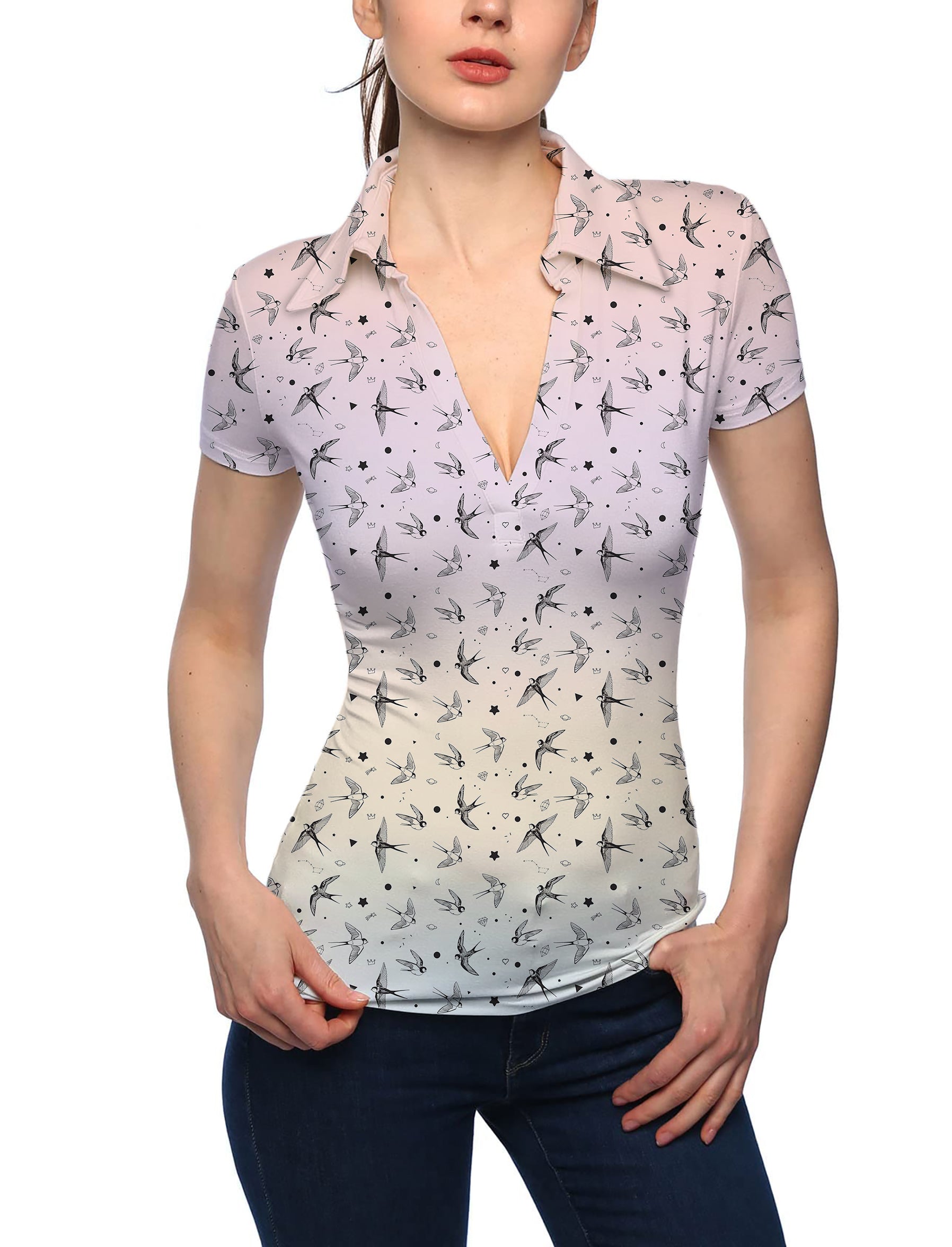 Women's Prism Sparrows V Neck Golf Polo