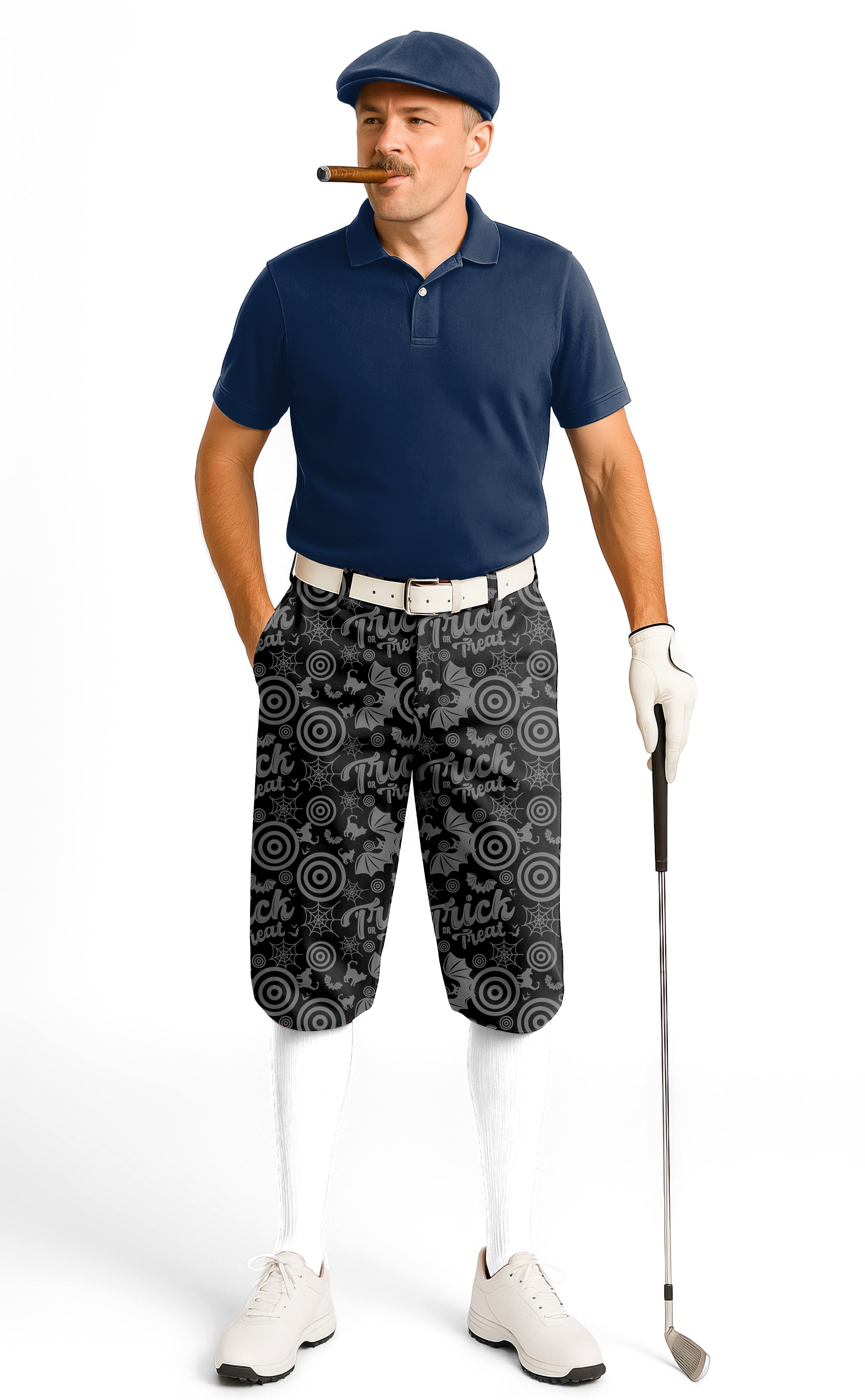 Halloween Circle Bat Cat Men's Golf Knickers Pants