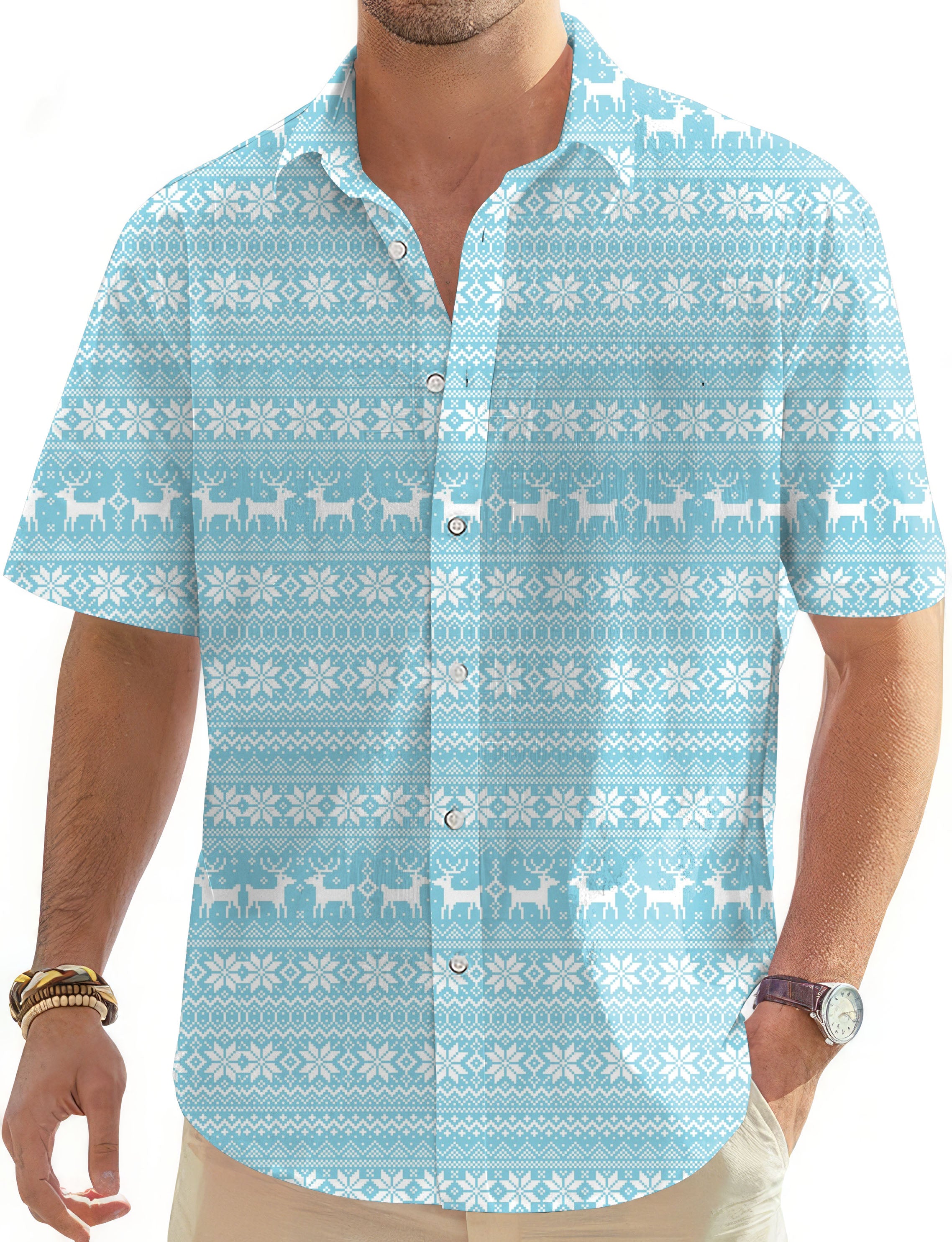 Frozen Wonderland-Men's Golf Hawaiian Shirts Button Down Shirt