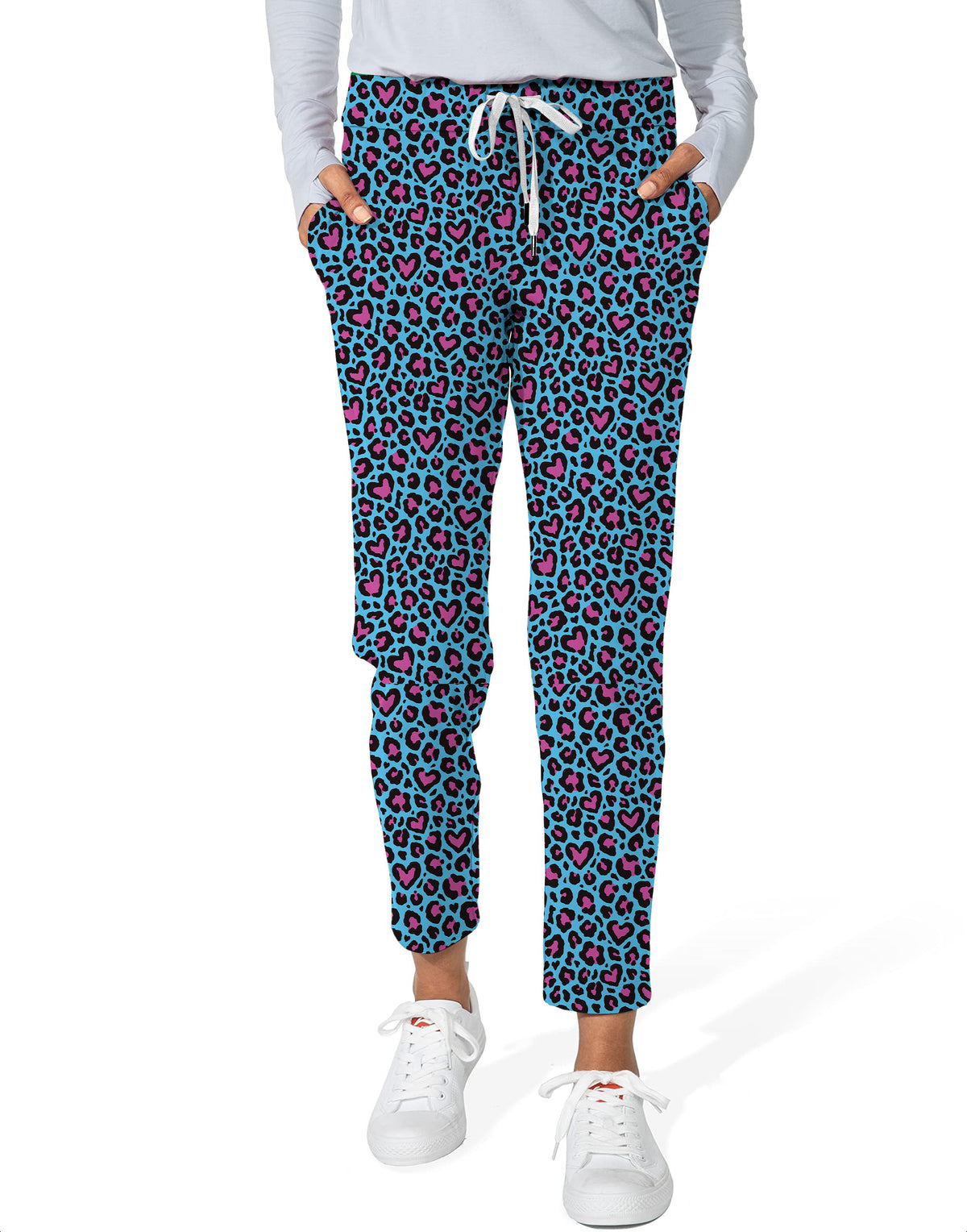 Pink leopard print Women's 7/8 Stretch Ankle Golf Pants
