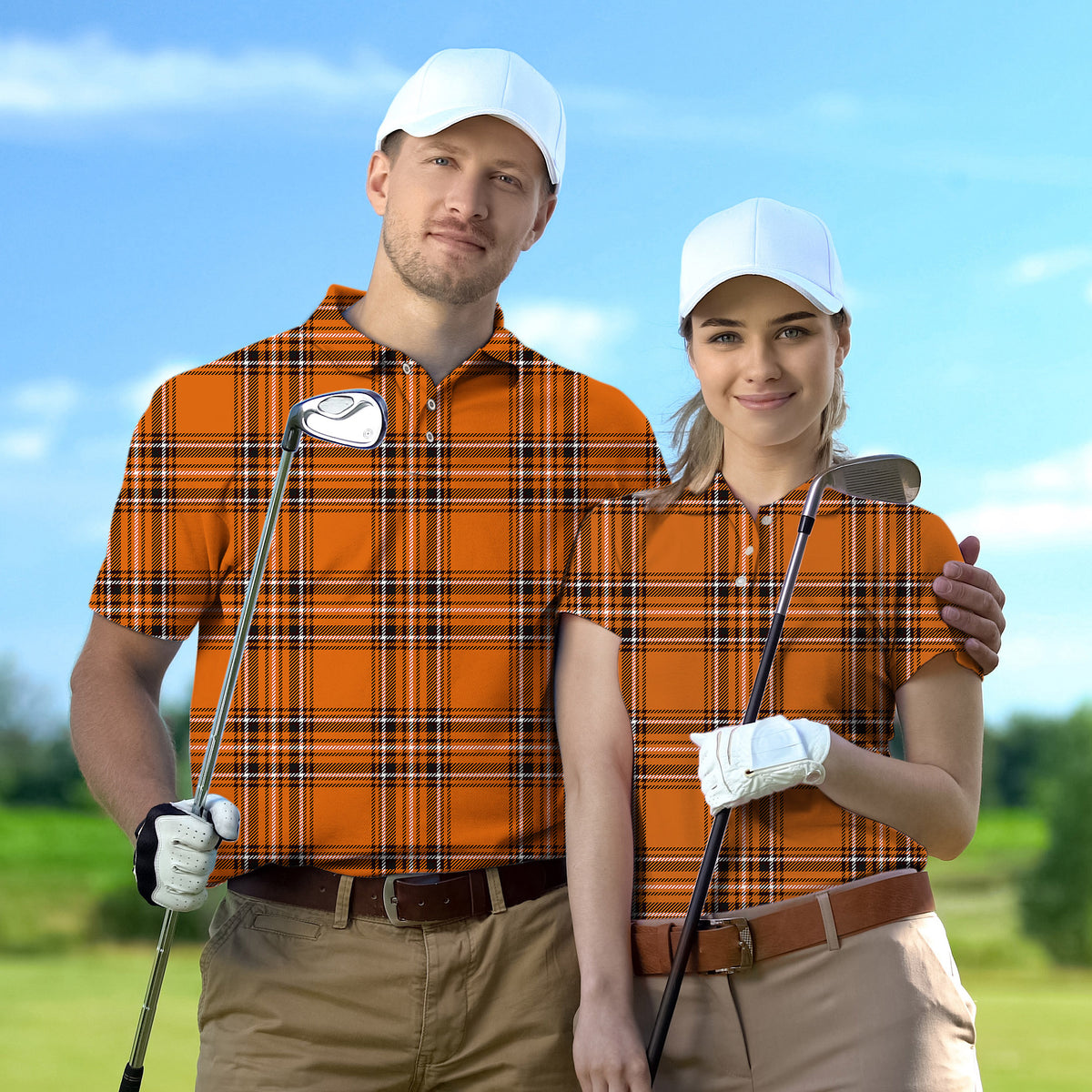 Couple Halloween yellow white black grid set Golf Championship Trophy tournament