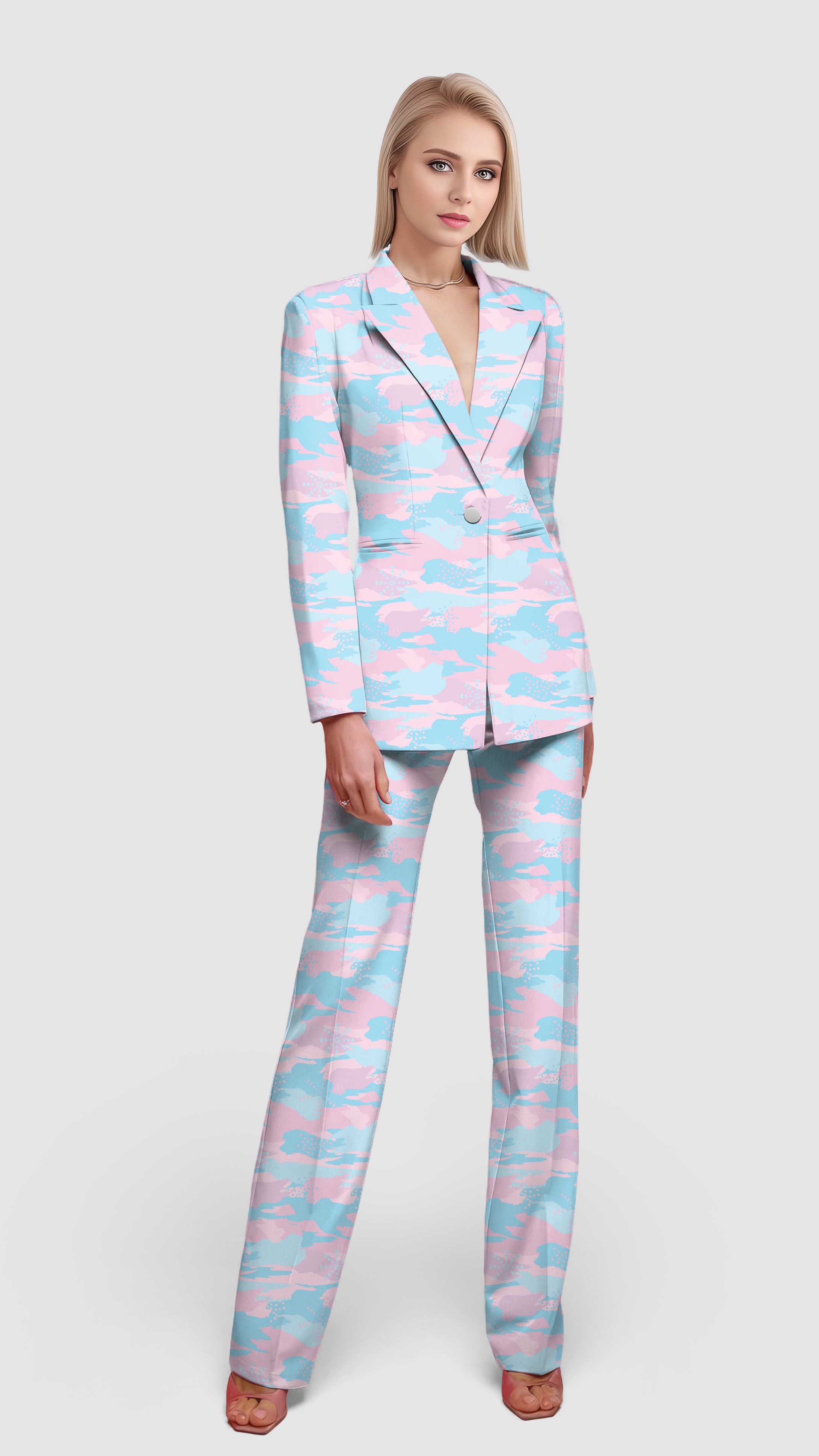 Pastel Camo-Women's Blazer Casual Work Office Blazer Suit set