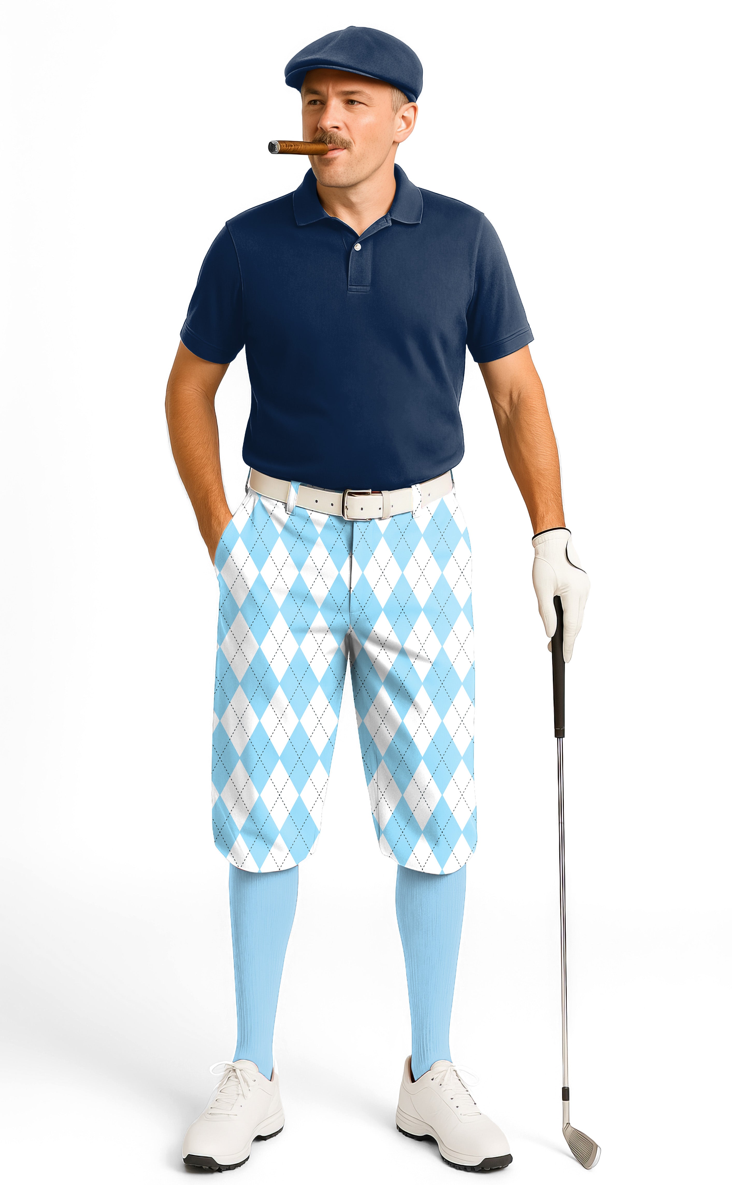 Blue Argyle-Men's Golf Knickers Pants