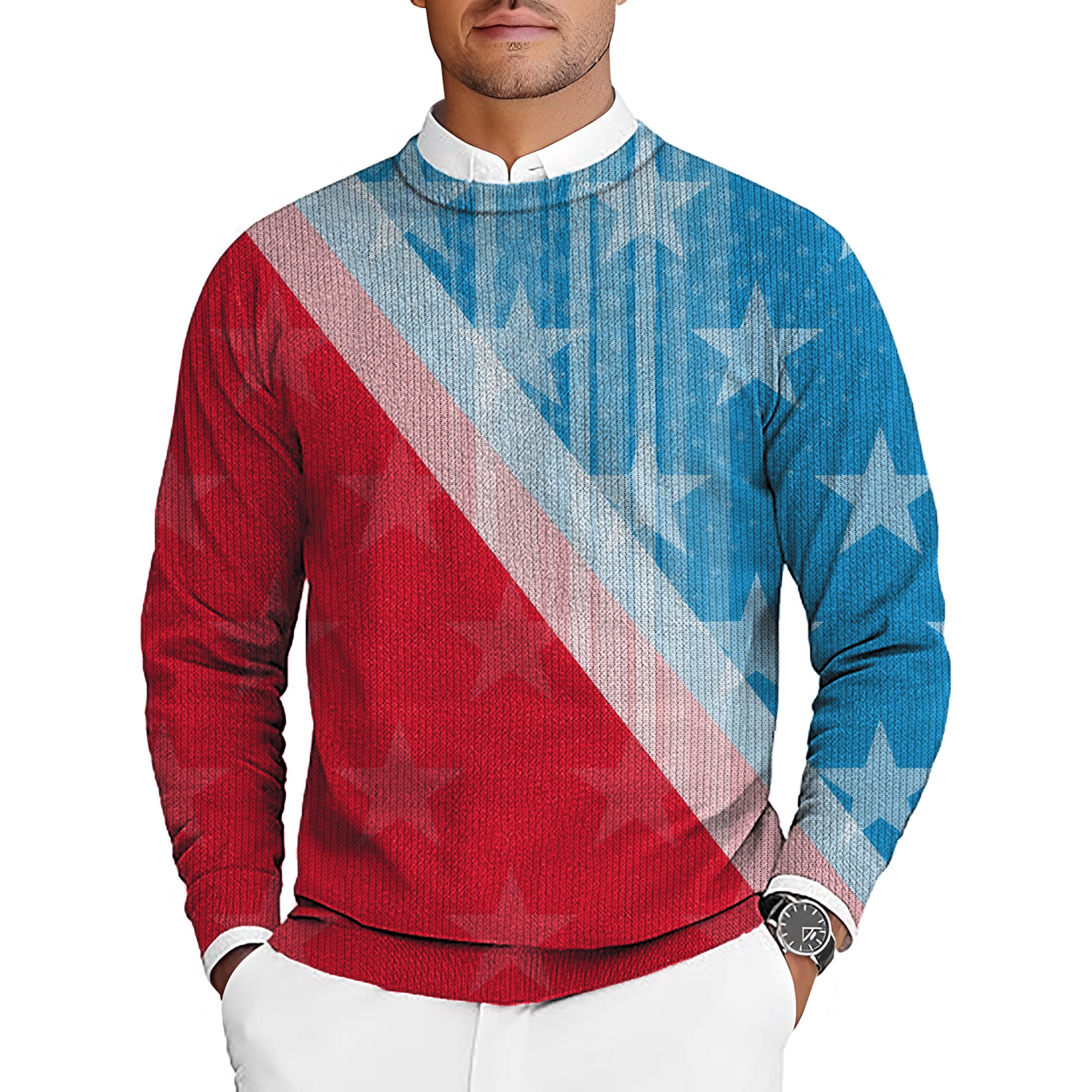 Team USA Men's Golf Crewneck Pullover Sweaters Ugly Sweater