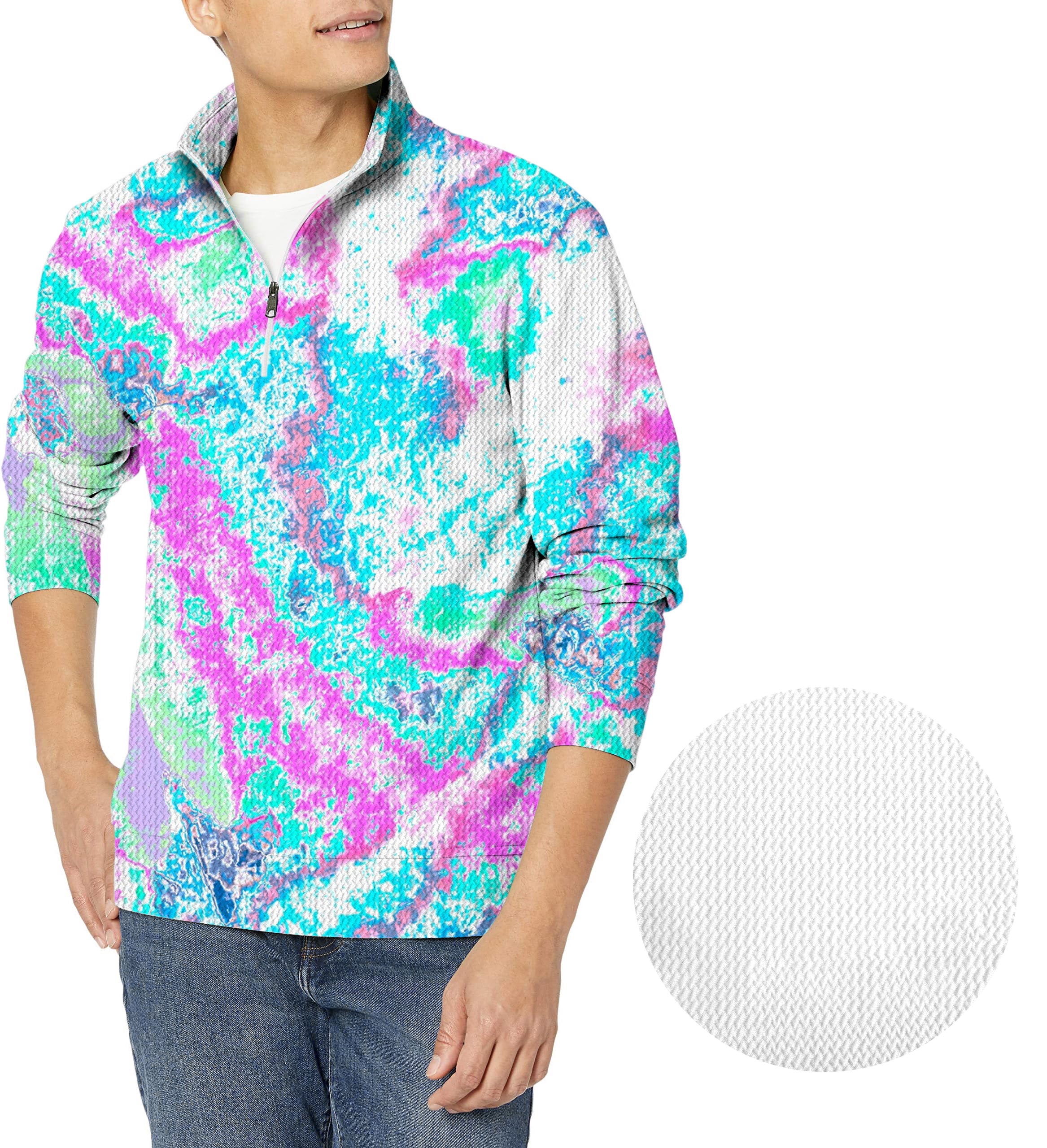 vintage fractal-Men's Golf Waffle Zipper Pullover