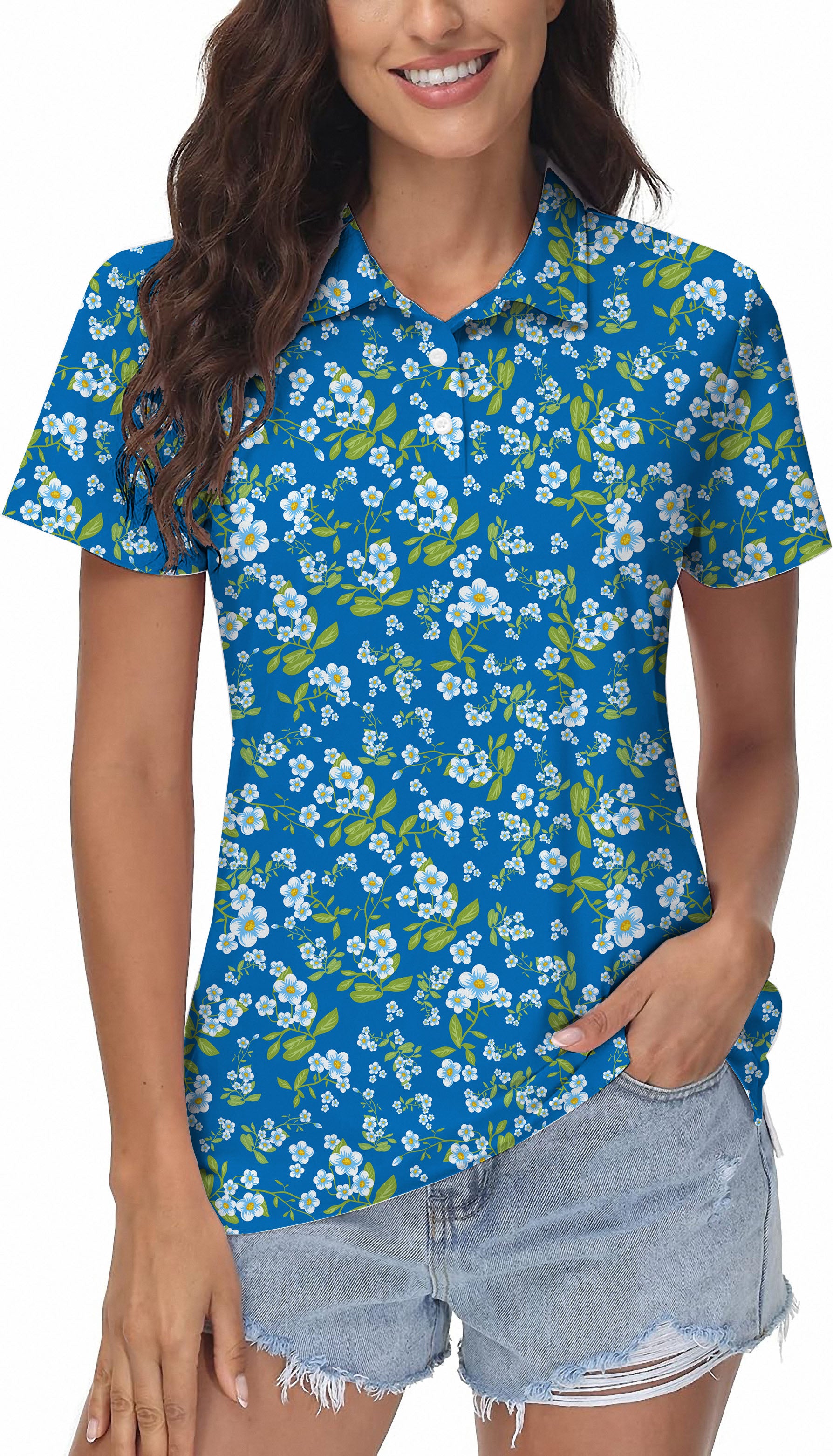 Blue Daisy Women's Golf Polo