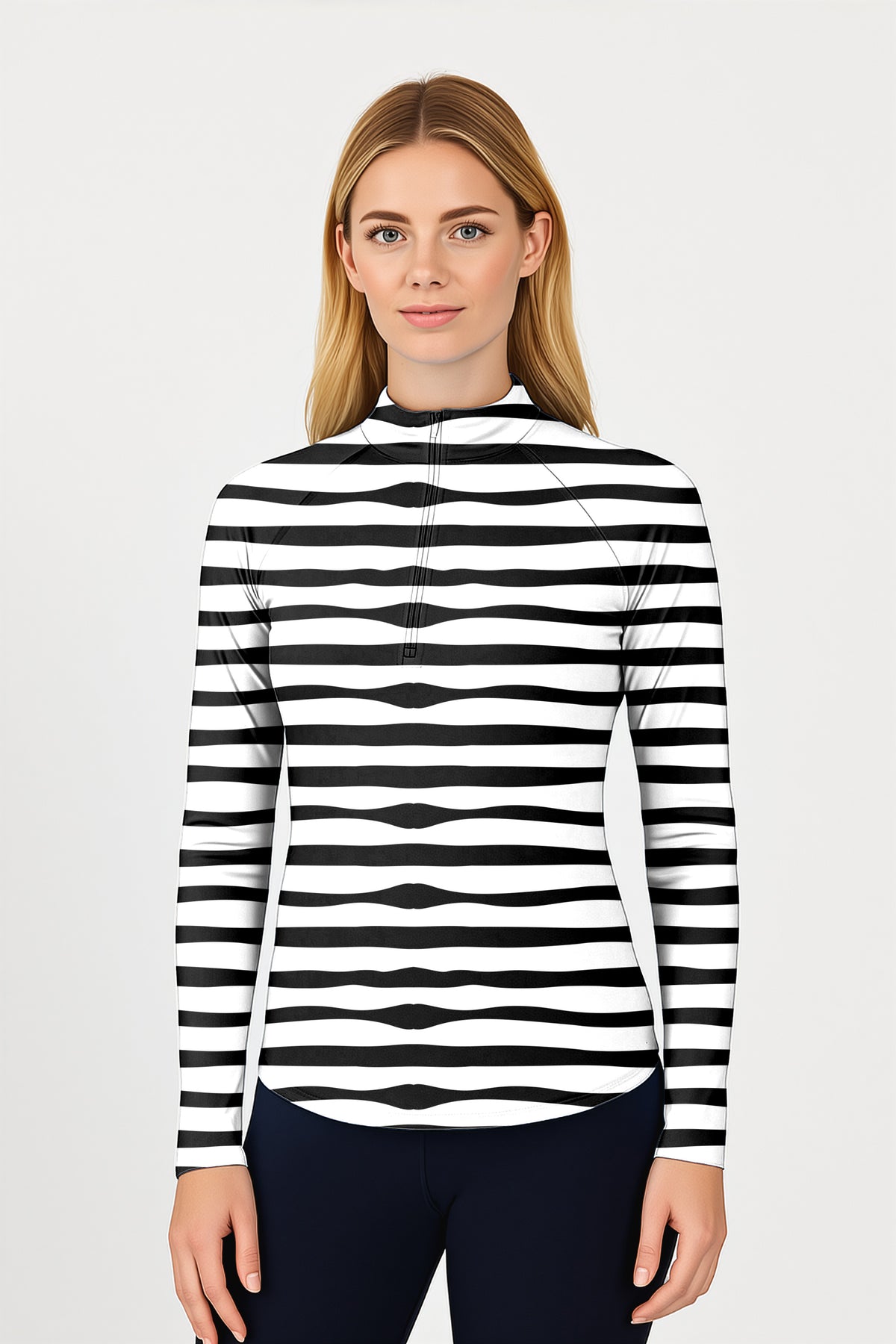 Zebra stripes Women's Golf Active 3/4 Zipper Top Long Sleeves