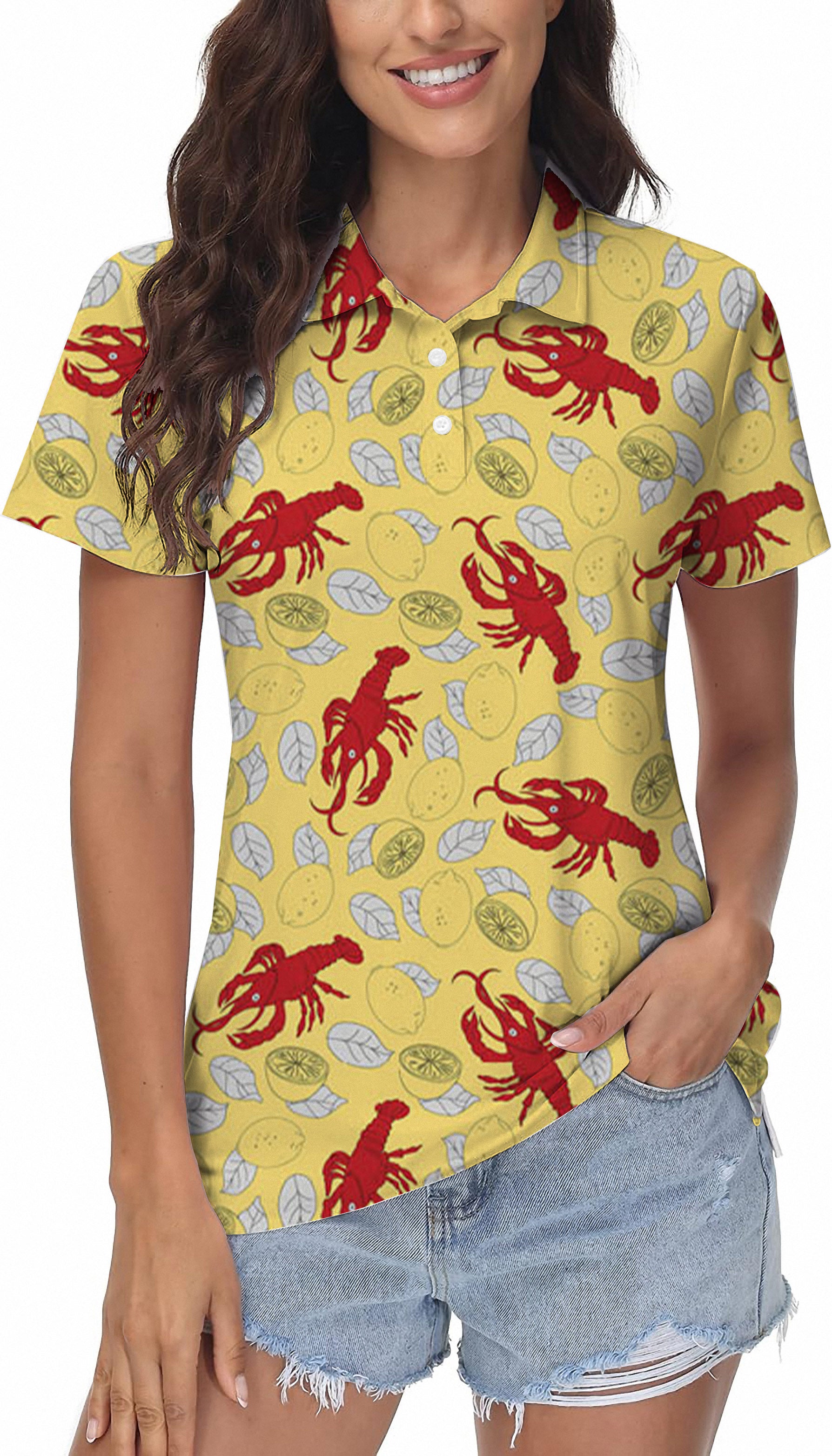 Yellow-Crawfish-Lemon Women's Golf Polo