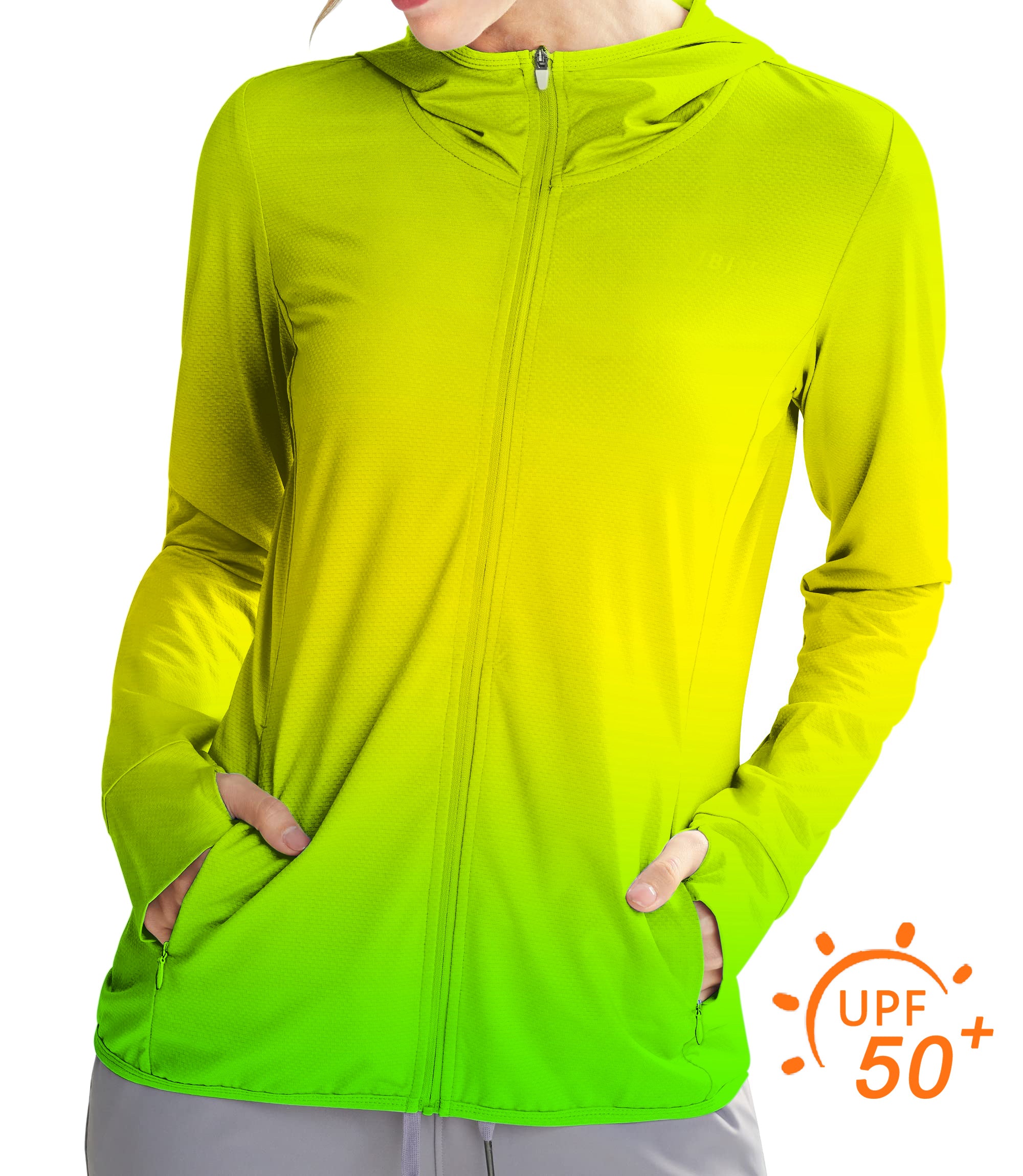 Women's Outdoor Neon Gradients Golf Sun Protection Slim Fit zip hoodies