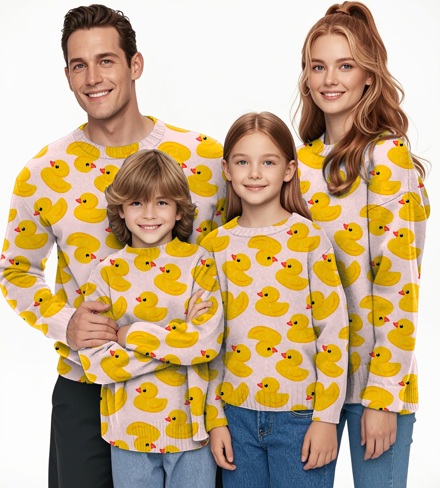Yellow duck Crewneck Pullover Ugly Sweater Men Women boy girl family
