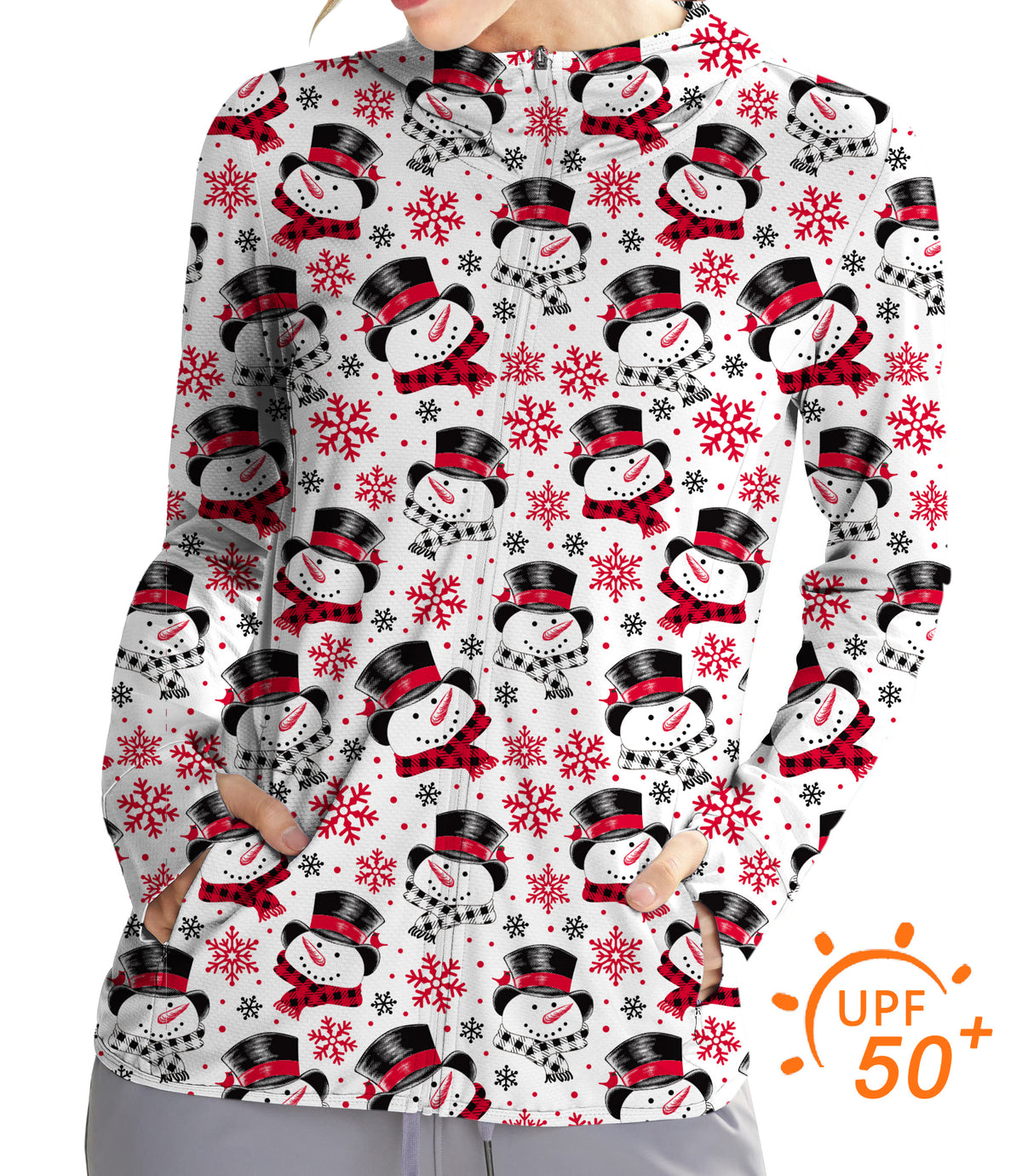 Women's Outdoor Christmas Snowman Golf Sun Protection Slim Fit zip hoodies