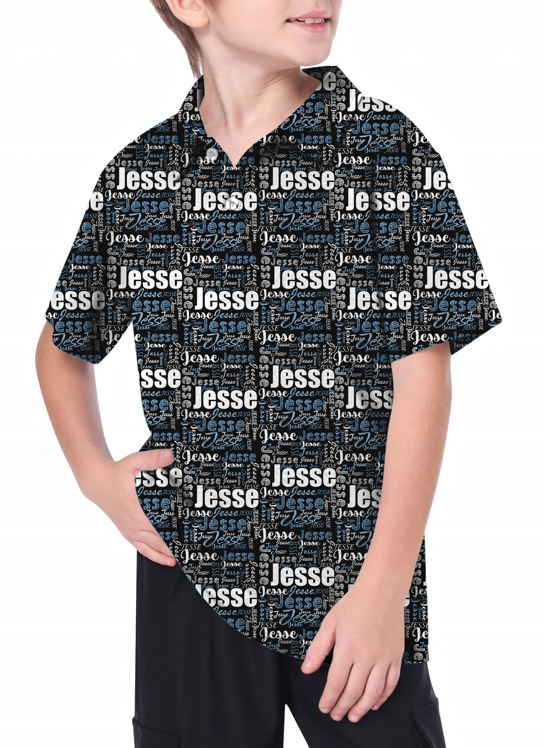 Youth Custom name black Golf Polo