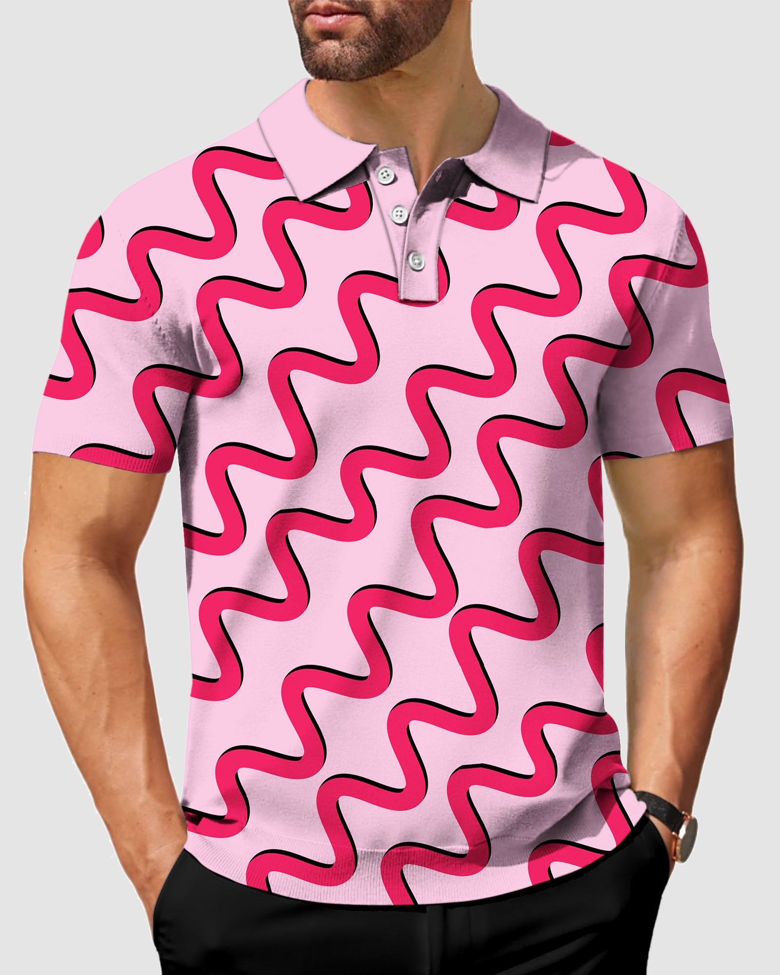 Men's Geometric stripes golf polo