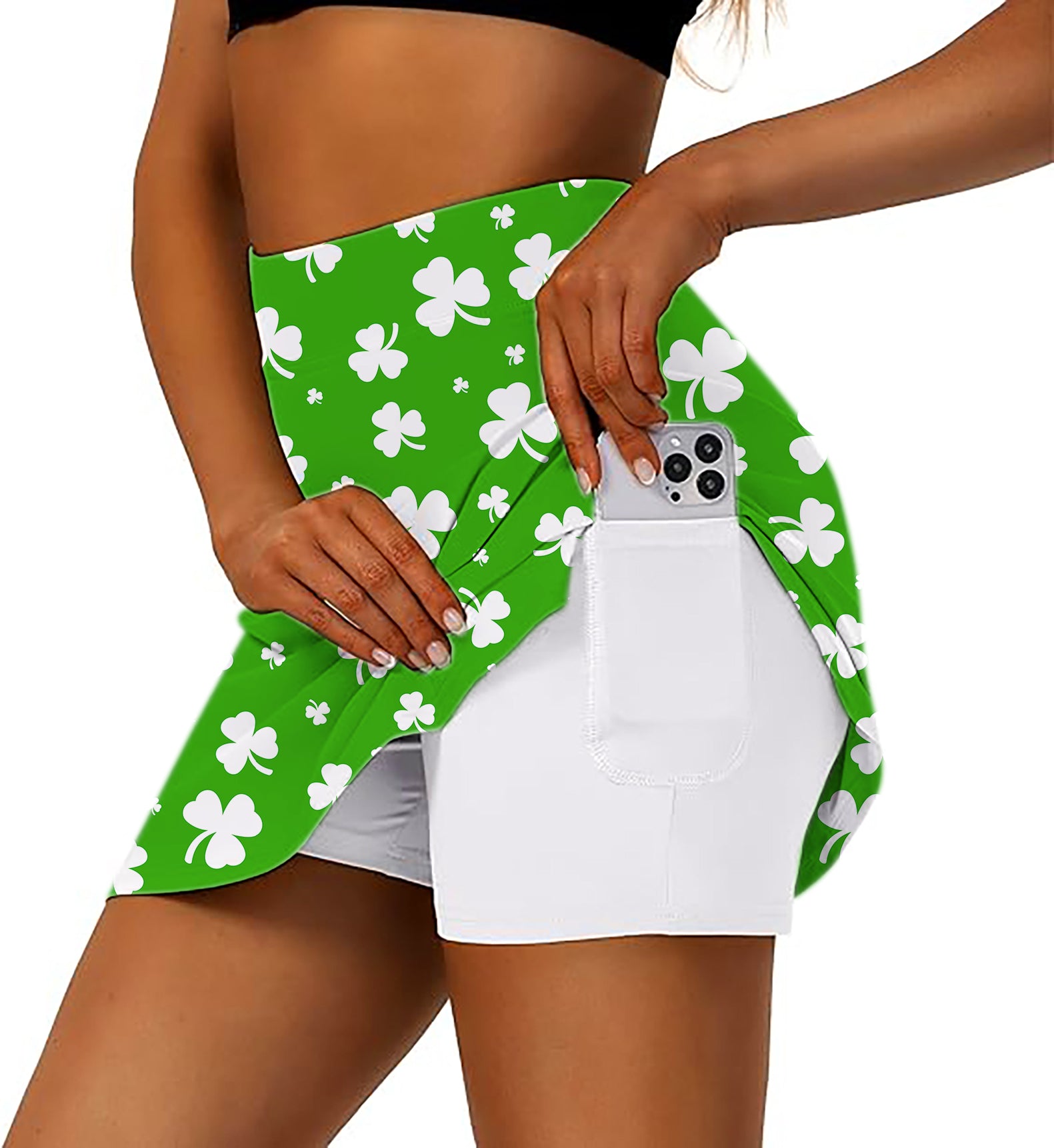 Leaf clover St. Patrick's Day Women's Athletic Golf Skorts Flared Skirts