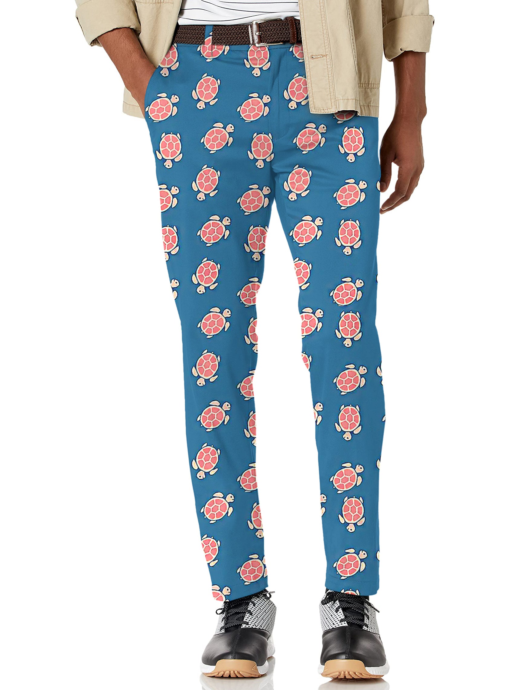 Men's Blue and Turtle Stretch Golf Pants