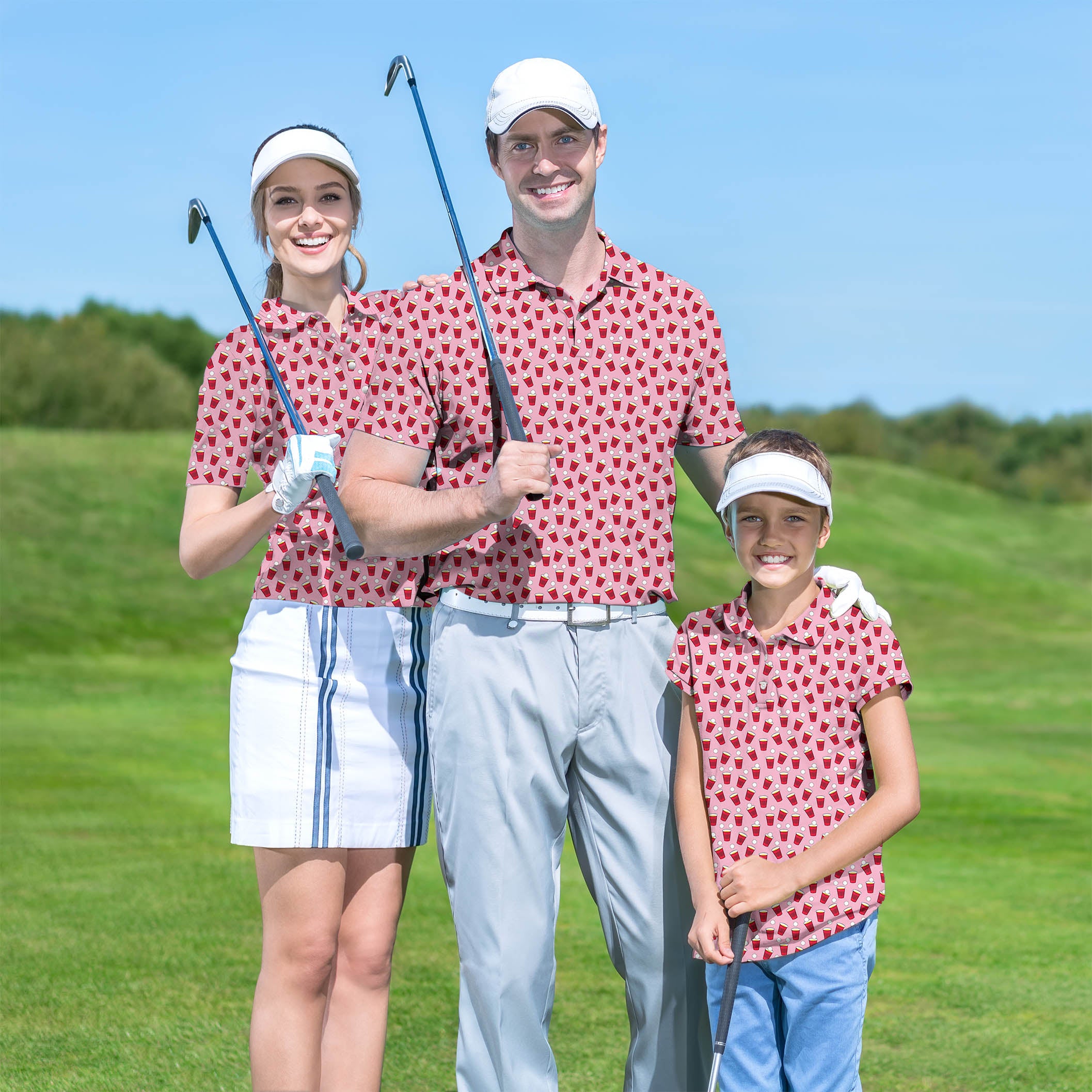 Golf Polo Couple Family set RED SOLO CUP