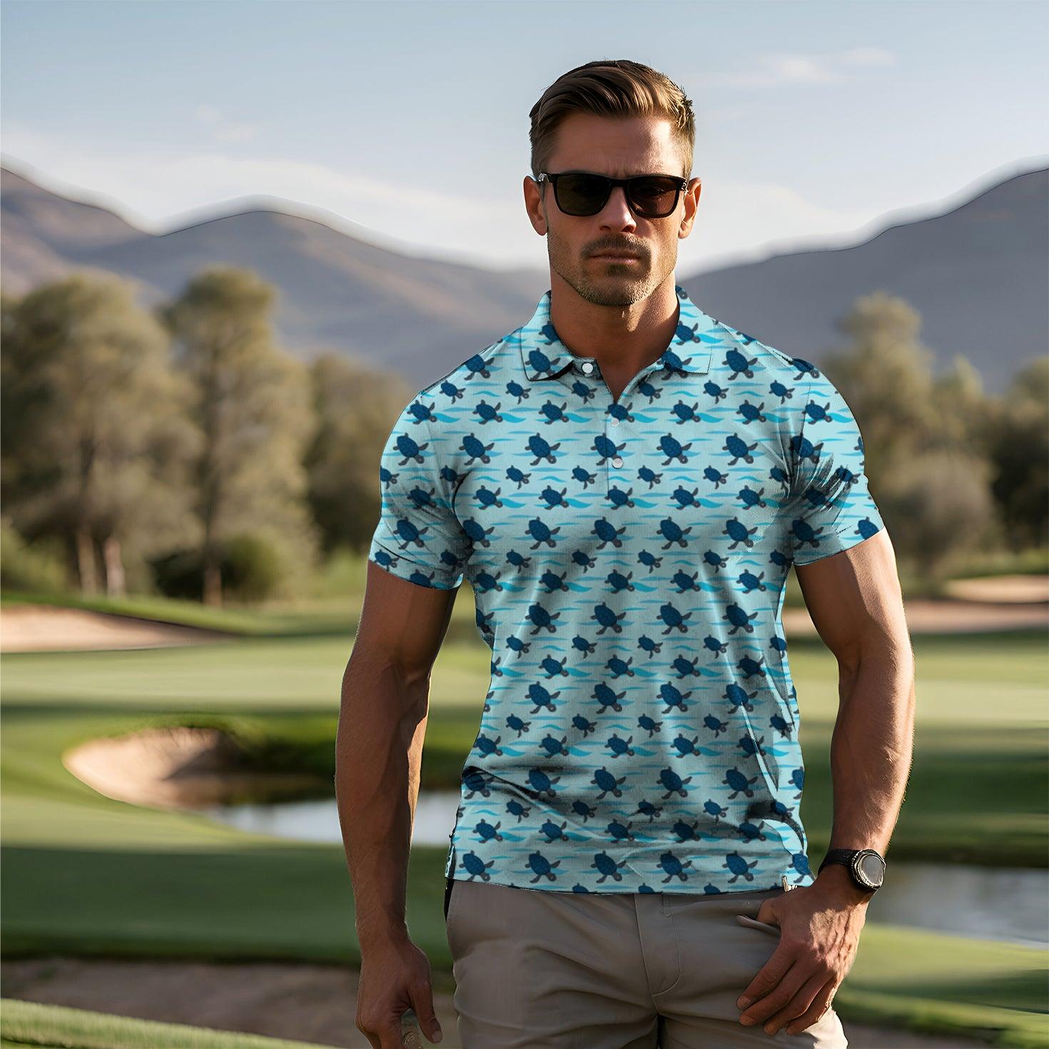 Men's Cute Turtle golf polo