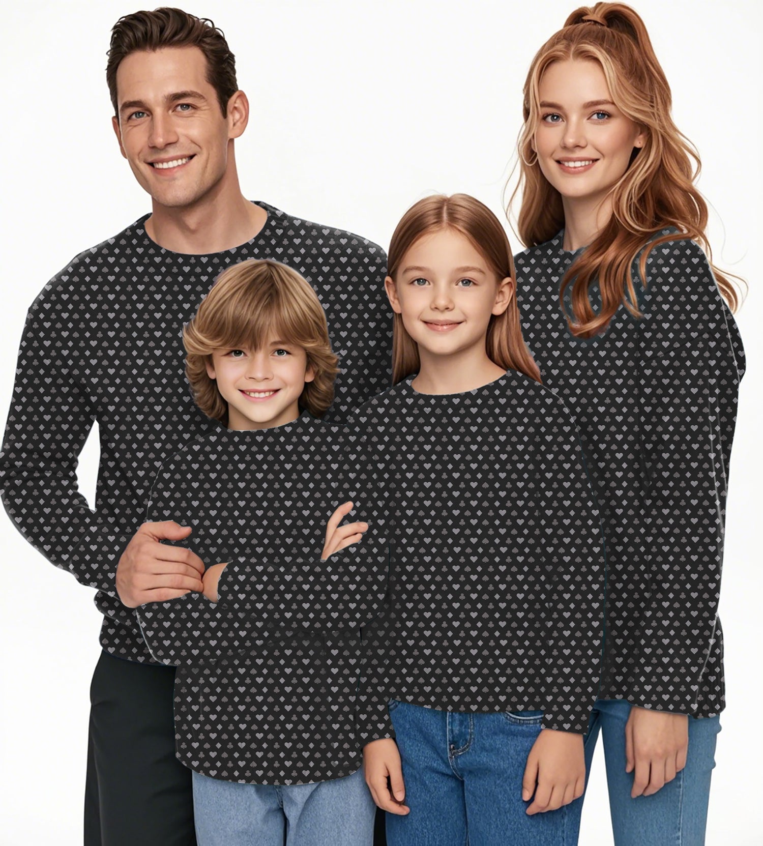 Poker Pattern Crewneck Pullover Ugly Sweater Men Women boy girl family
