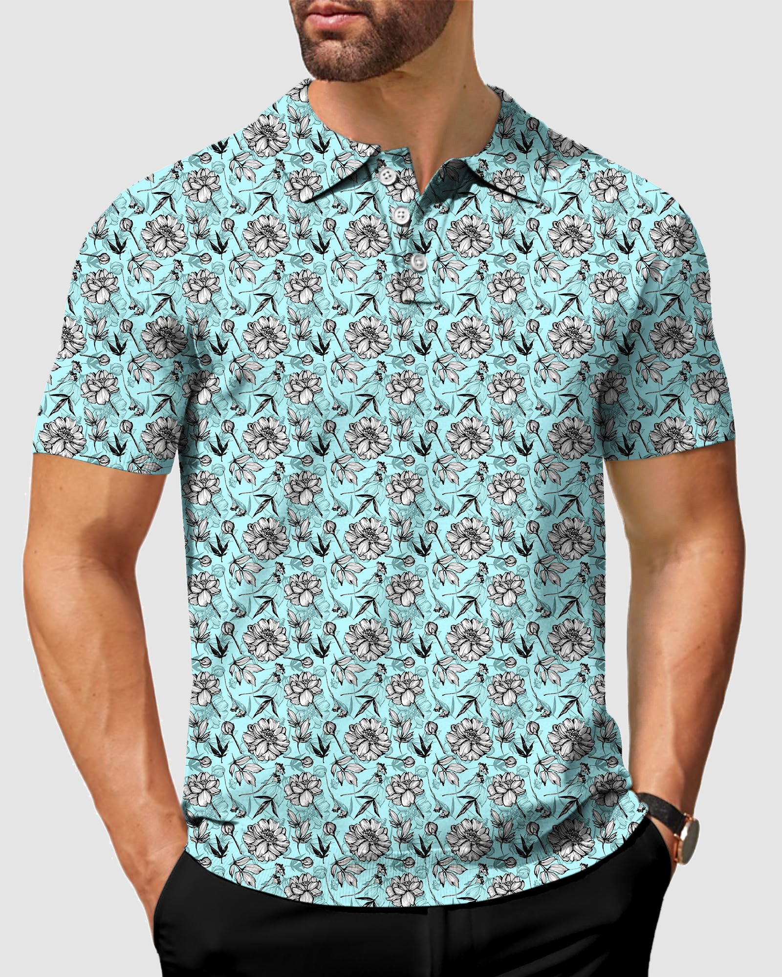 Men's Blue Tropics golf polo