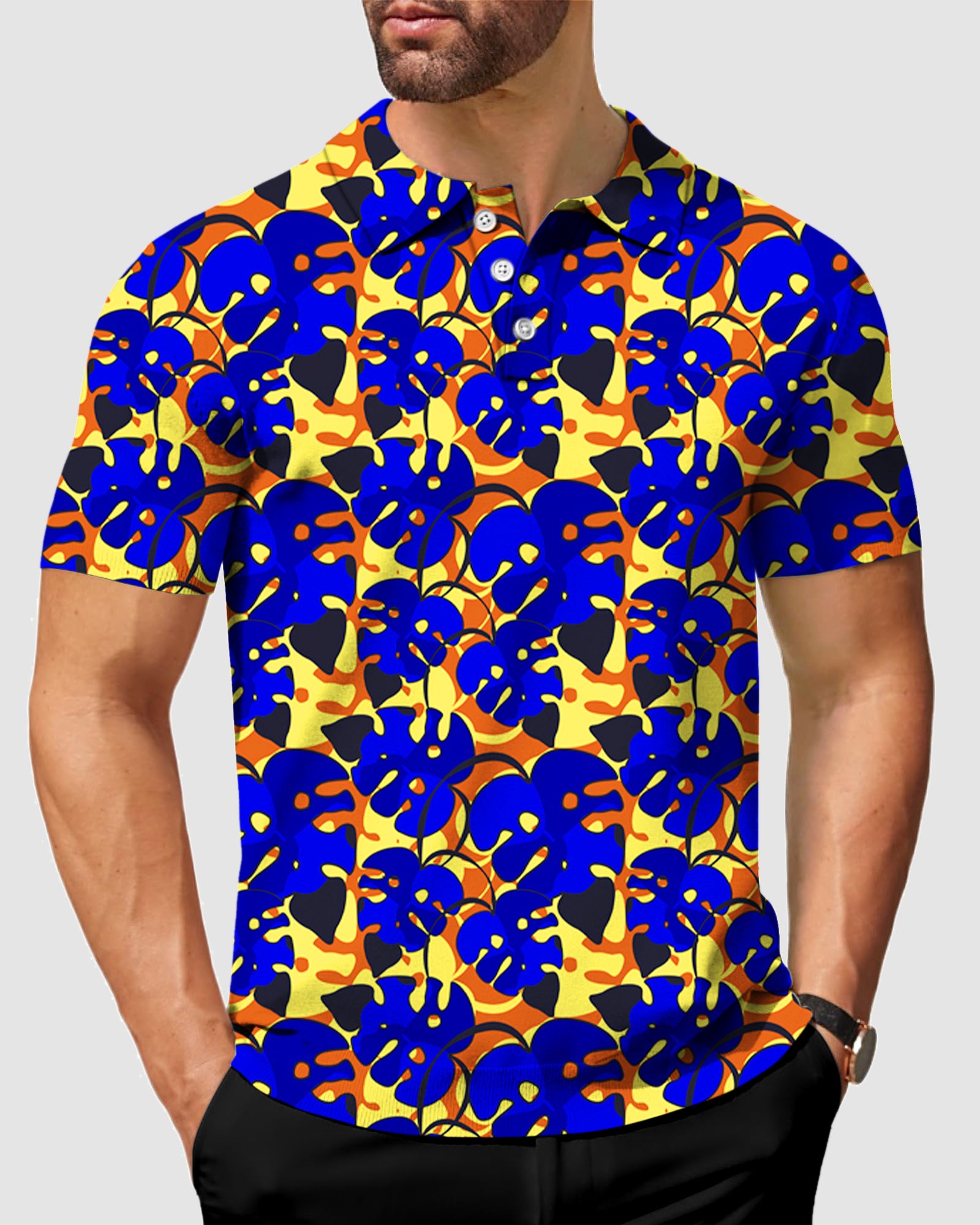 Men's tropical leaves and plants Polo