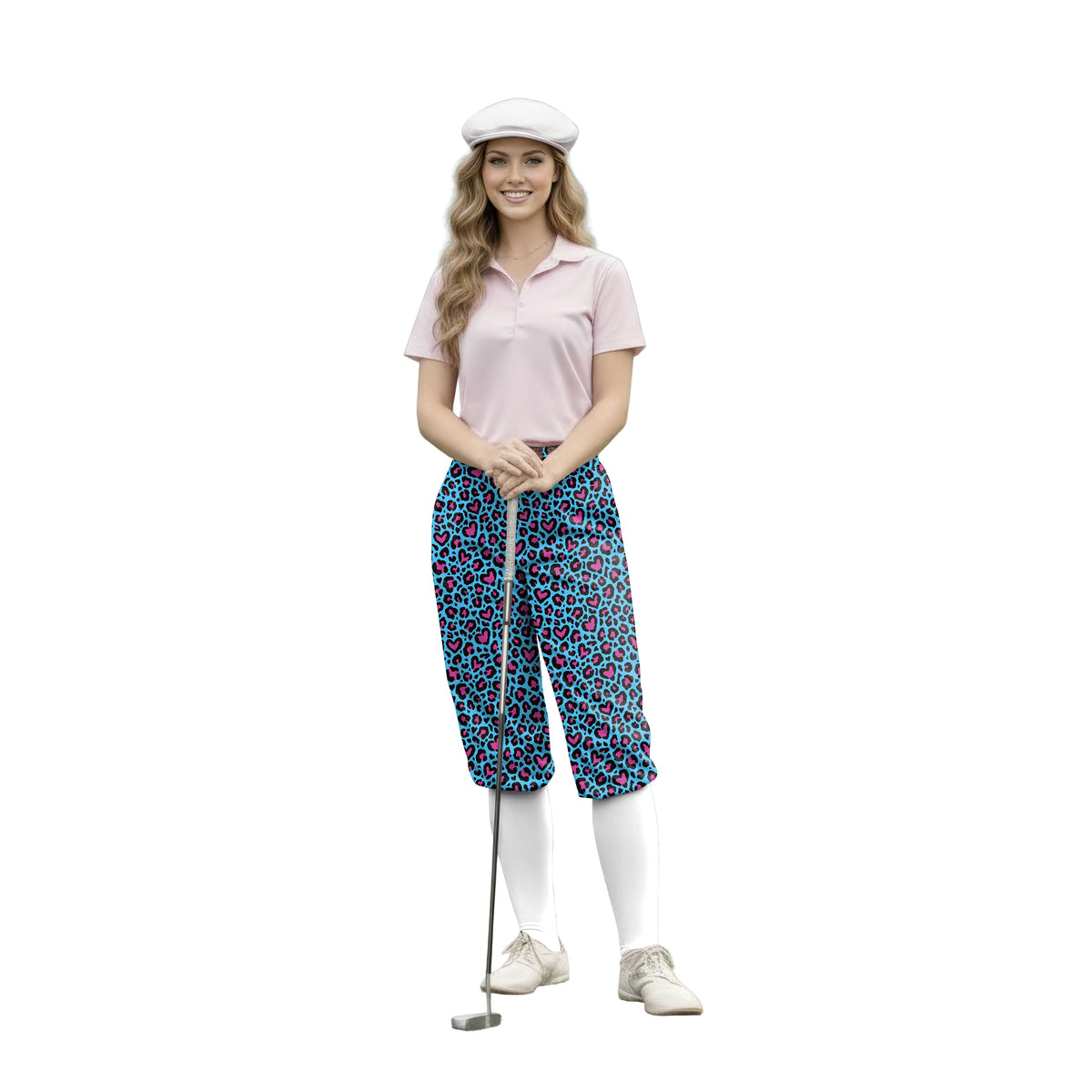 Personalize And Add To Cart Men's Pink leopard print Polo Womens Golf Knickers Pants
