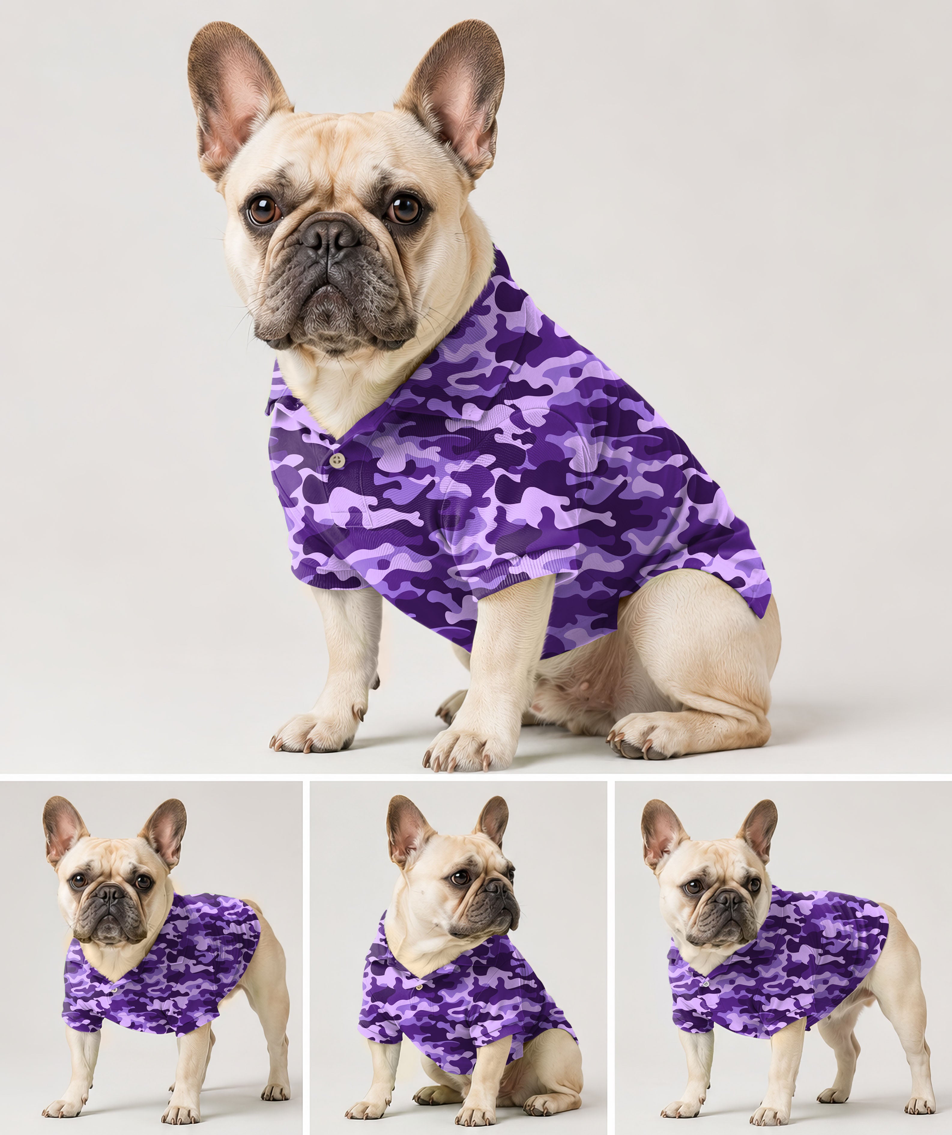 Dog's Purple Camo golf polo