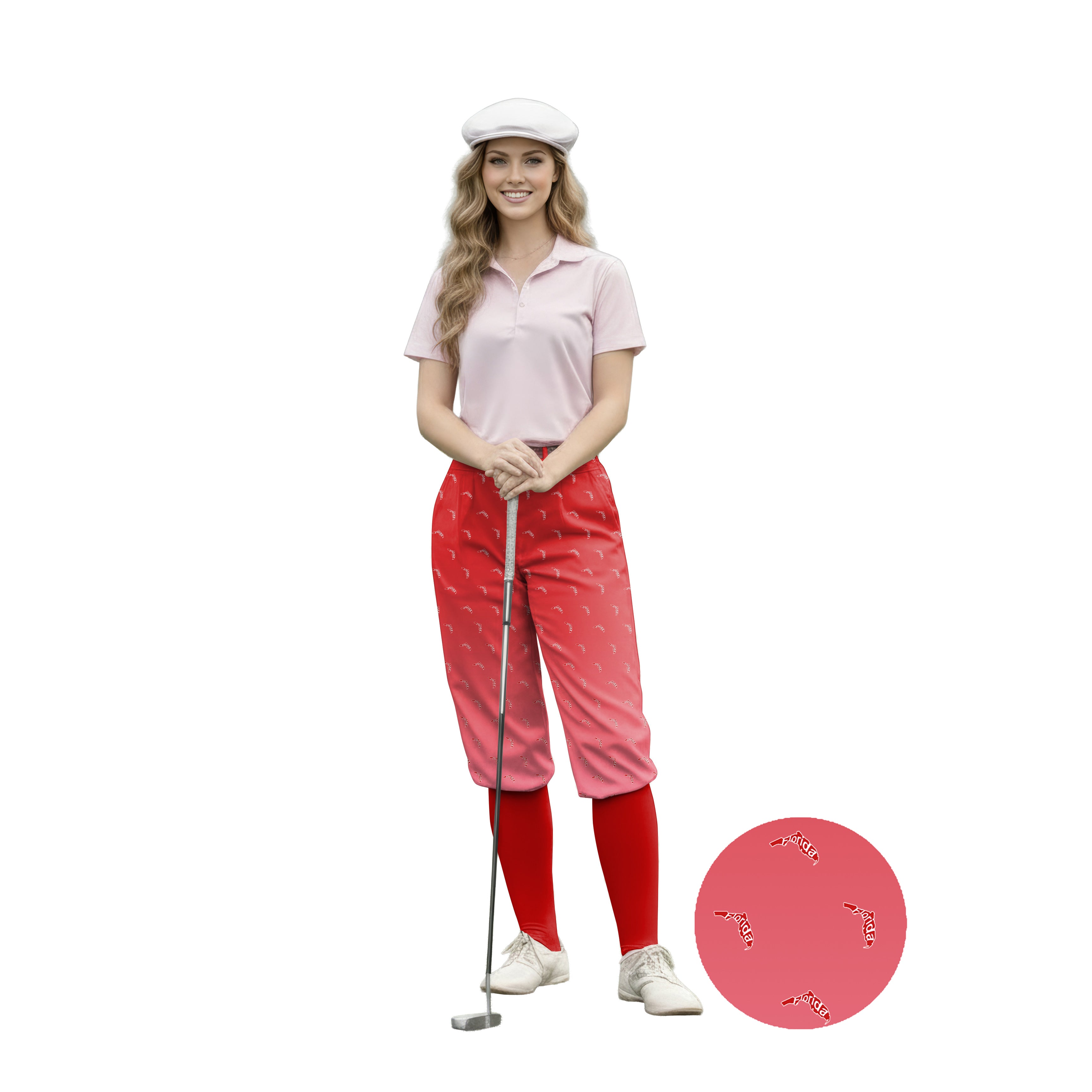 Personalize And Add To Cart Red Florida Womens Golf Knickers Pants