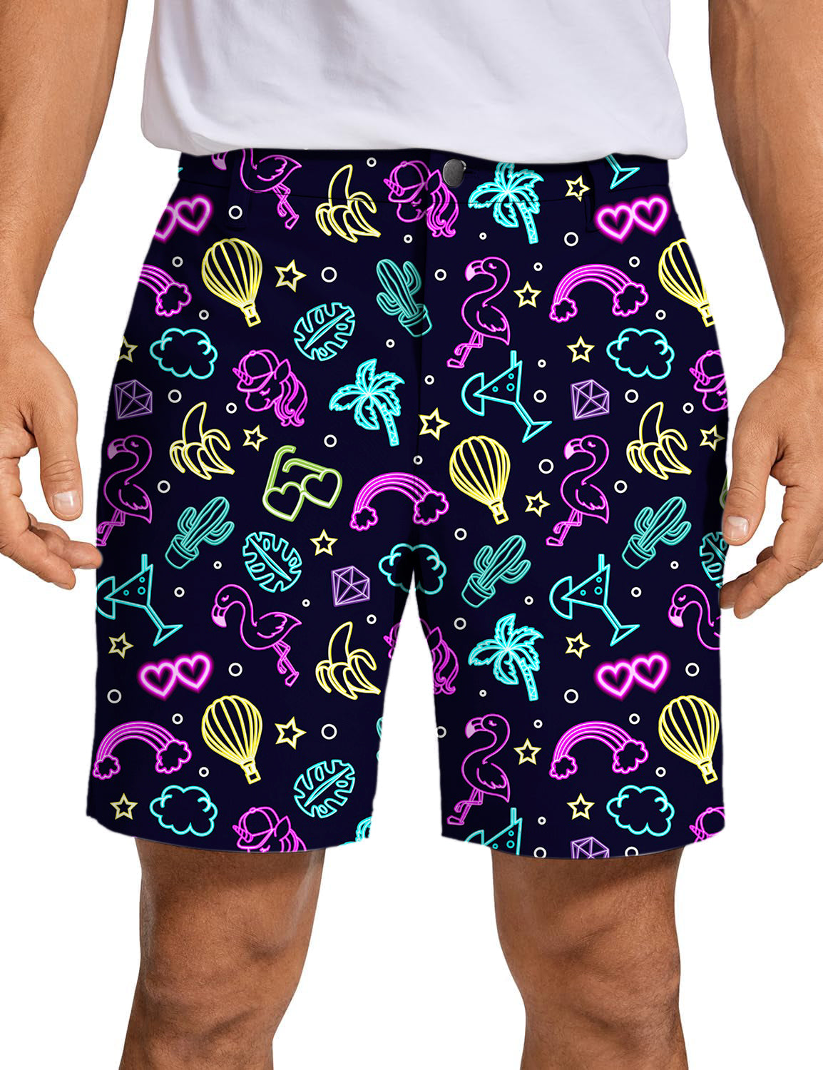 Men's Neon Flamingo tropic Golf Shorts