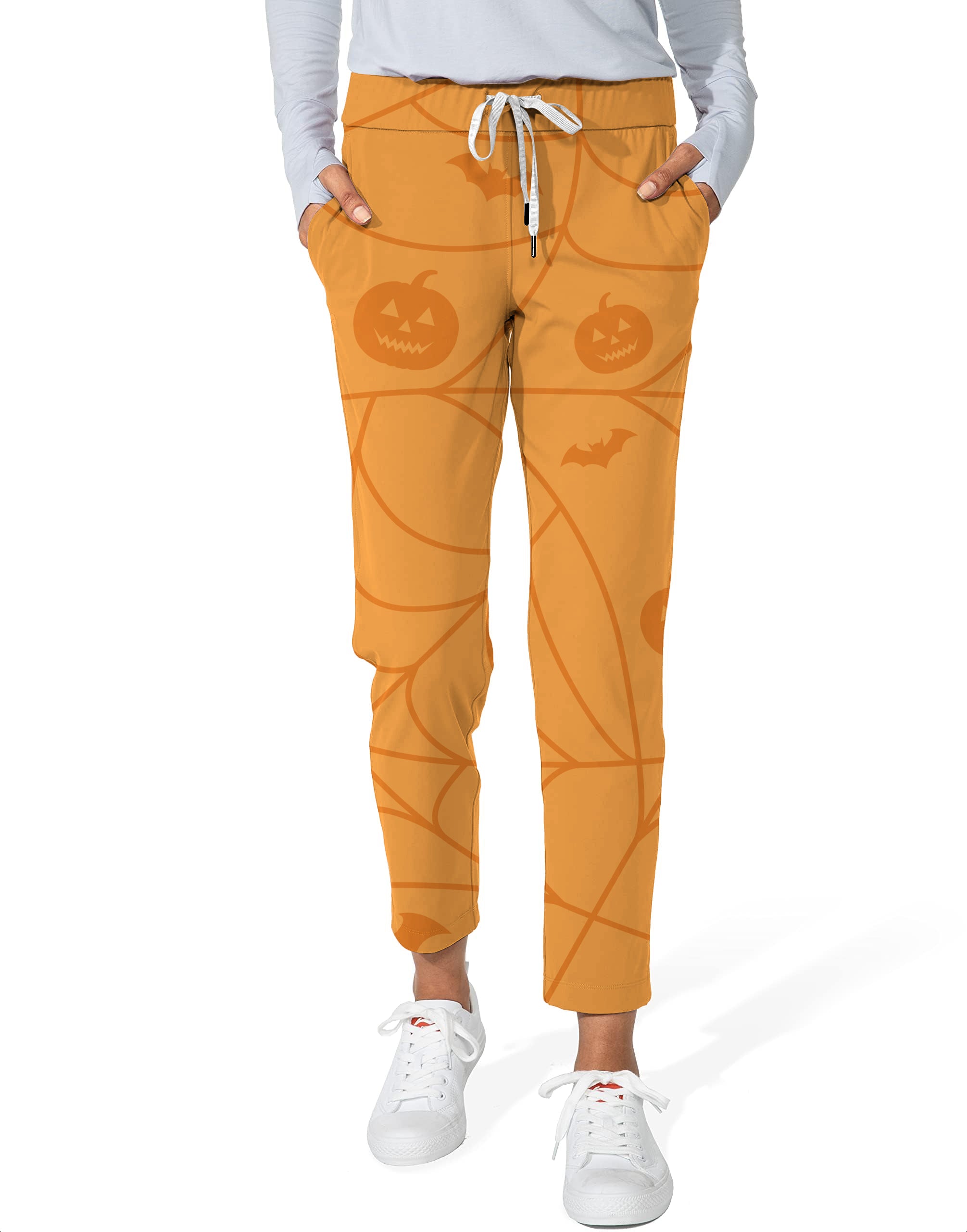 Halloween Spiderweb Pumpkin Women's 7/8 Stretch Ankle Golf Pants