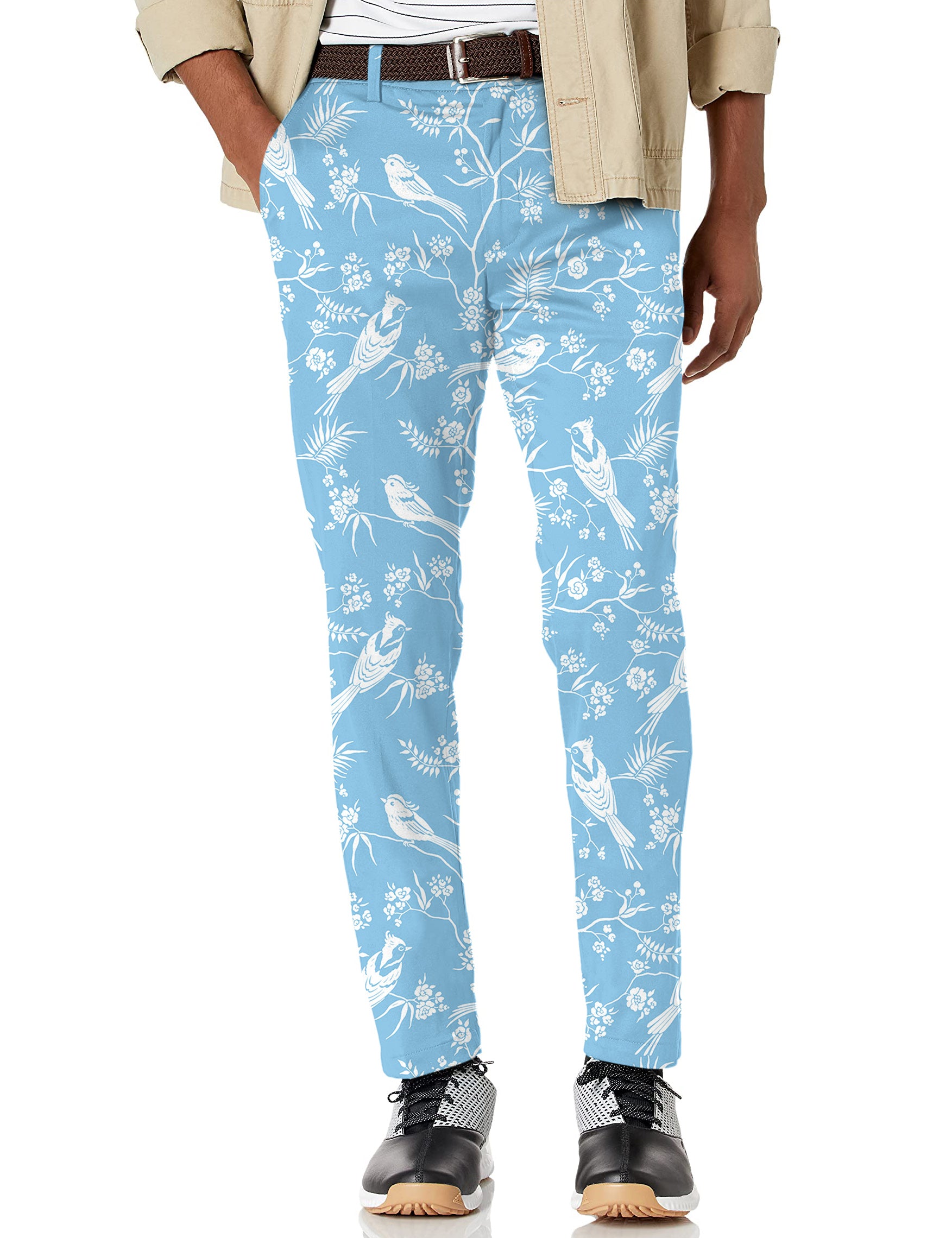 Men's Blooming Branches Trees and Birds Stretch Golf Pants