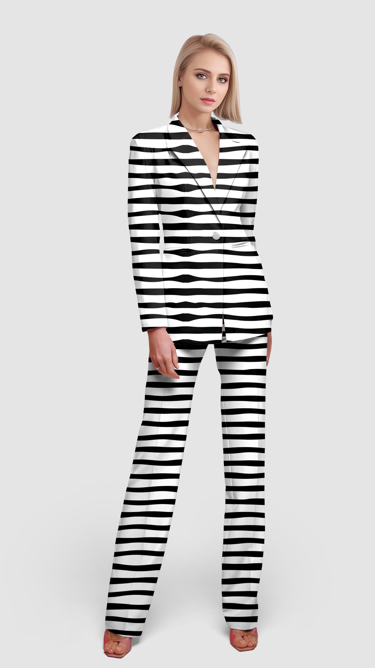 Zebra stripes Women's Blazer Casual Work Office Blazer Suit set